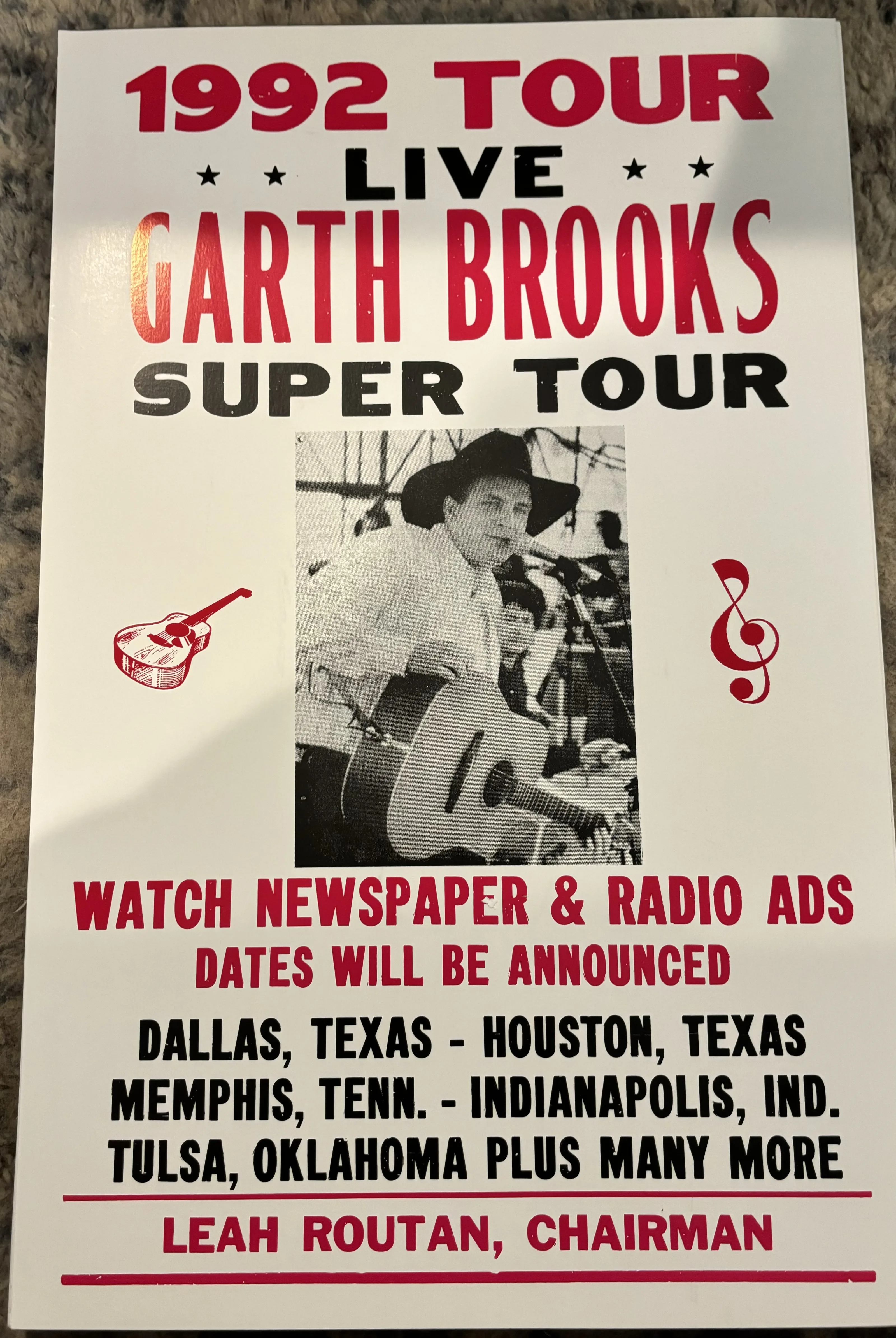 1992 Tour-Live-Garth Brooks - Concert Posters Metal Sign