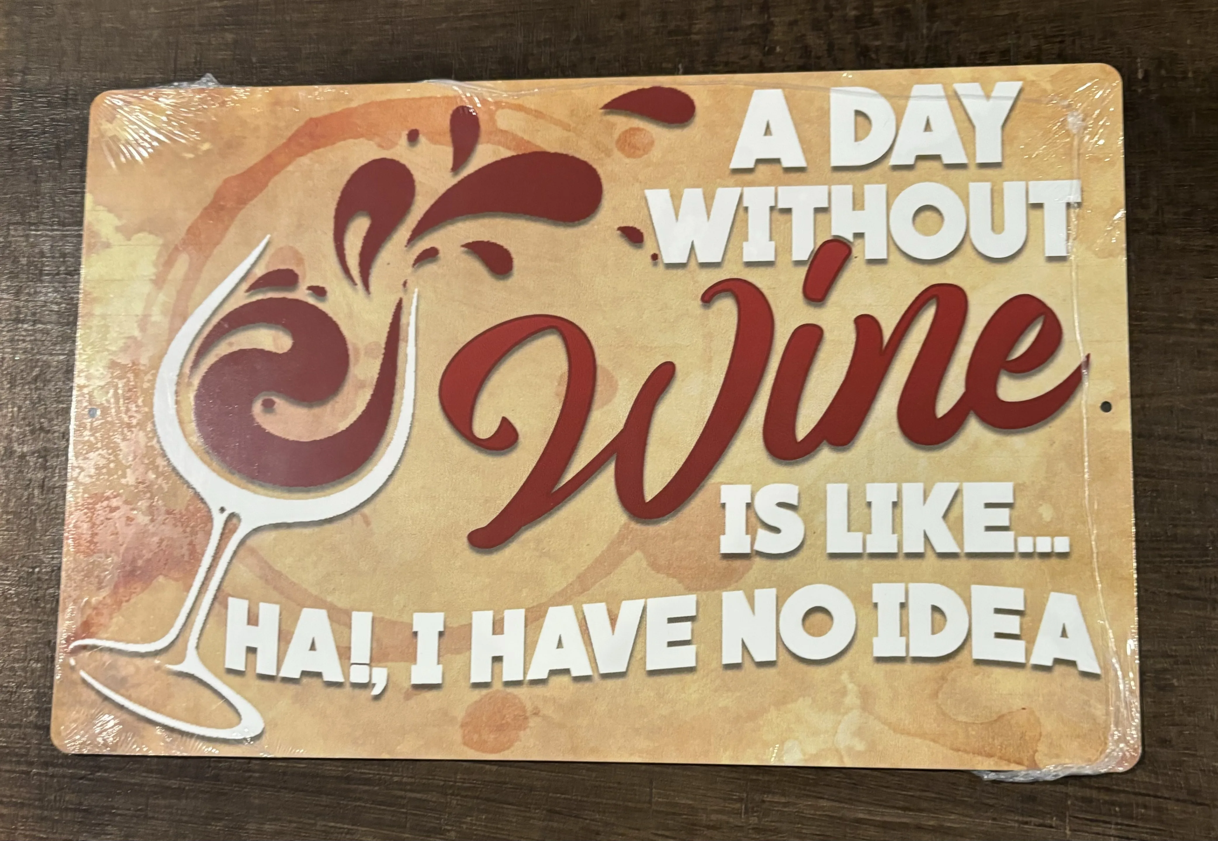 A Day Without Wine Is Like...Ha, I Have No Idea - Tin Signs Metal Sign