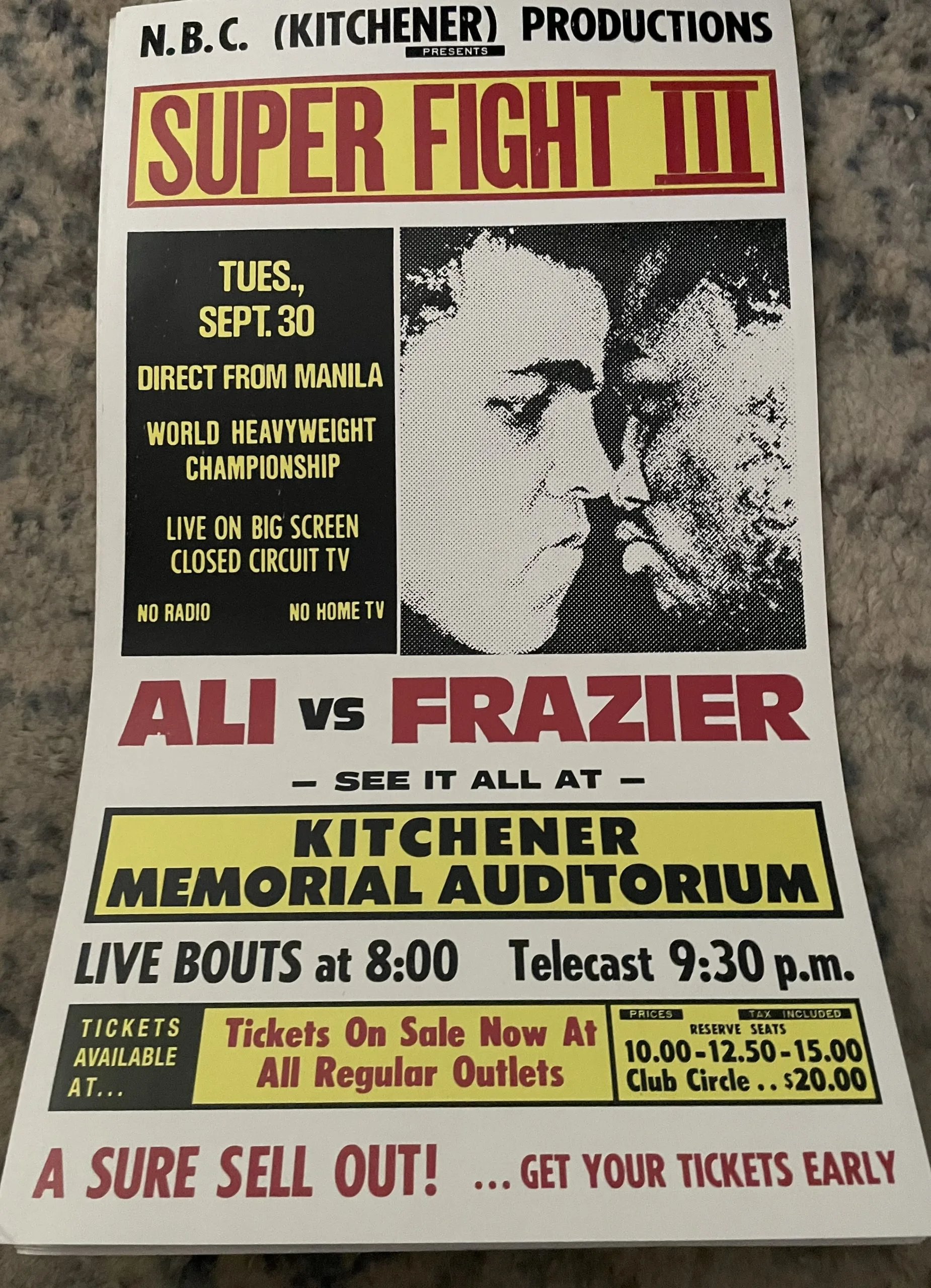 Ali Vs Frazier-Super Fight III-Sept. 30 - Concert Posters Metal Sign