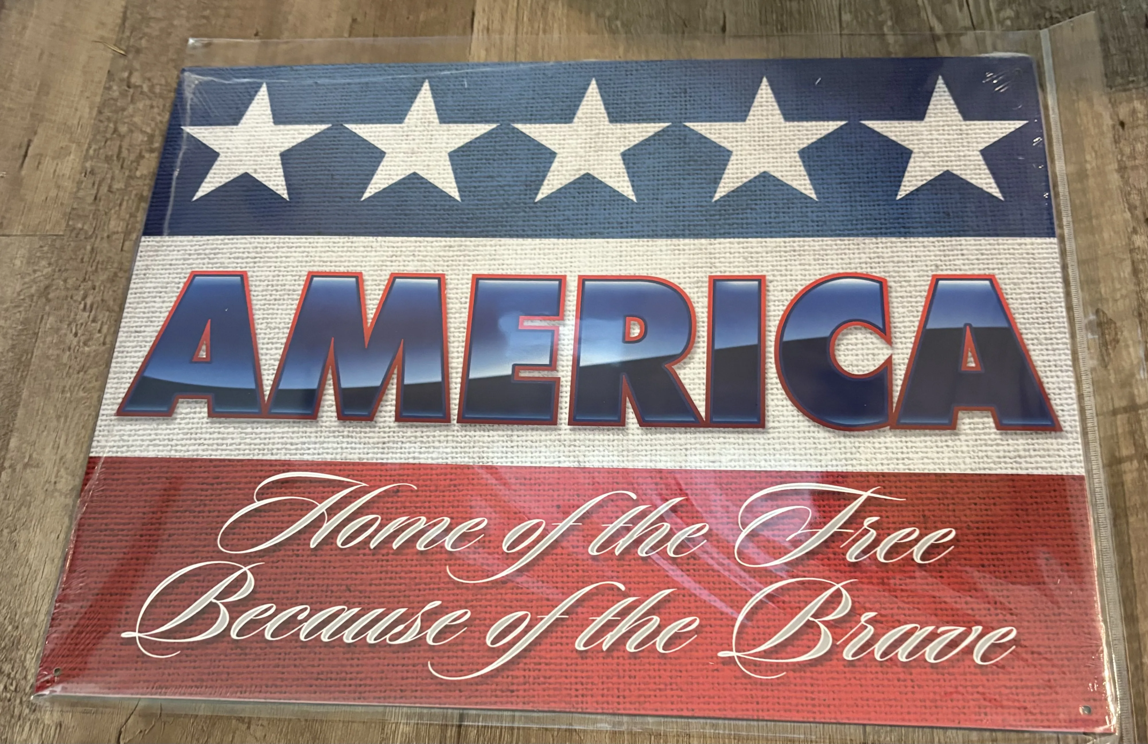 America-Home Of The Free Because Of The Brave - Patriotic Metal Sign