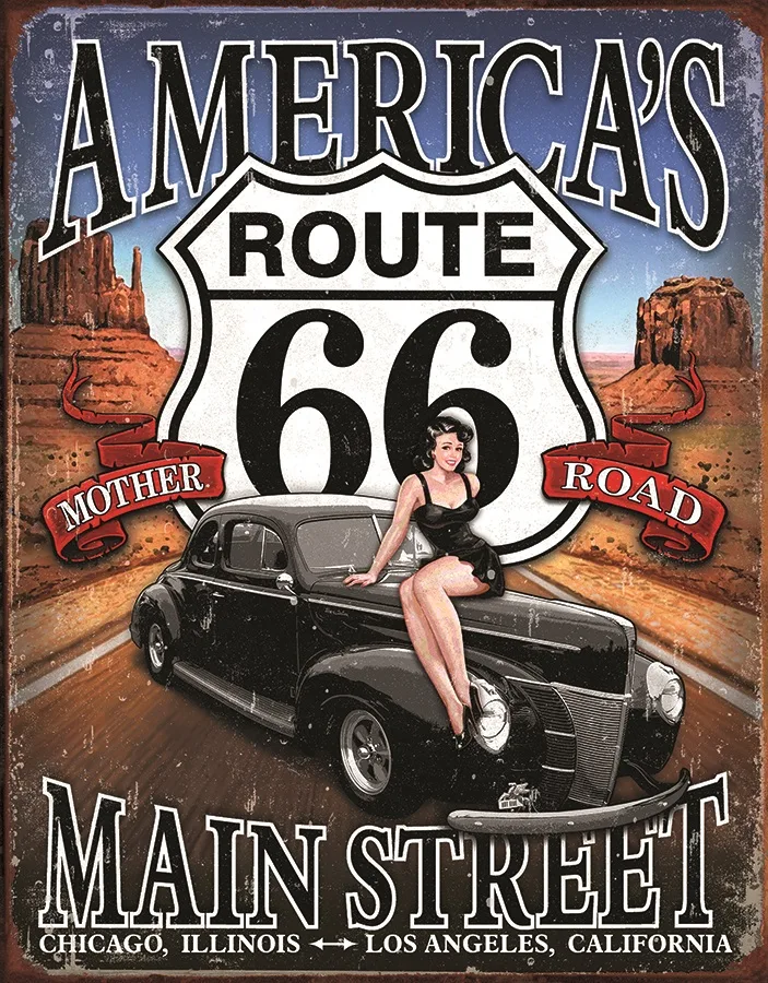 America's Route 66 Main Street - Tin Signs Metal Sign