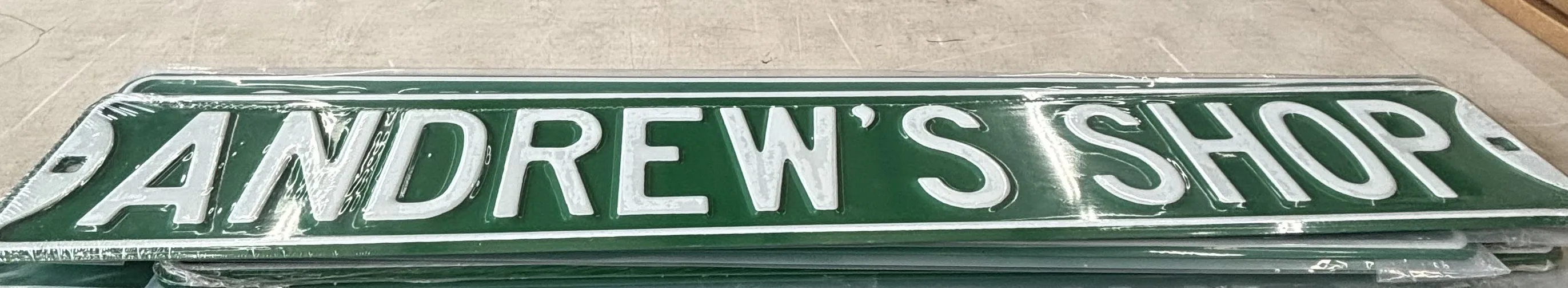 Andrew's Shop - Street-Garage/Shop Metal Sign