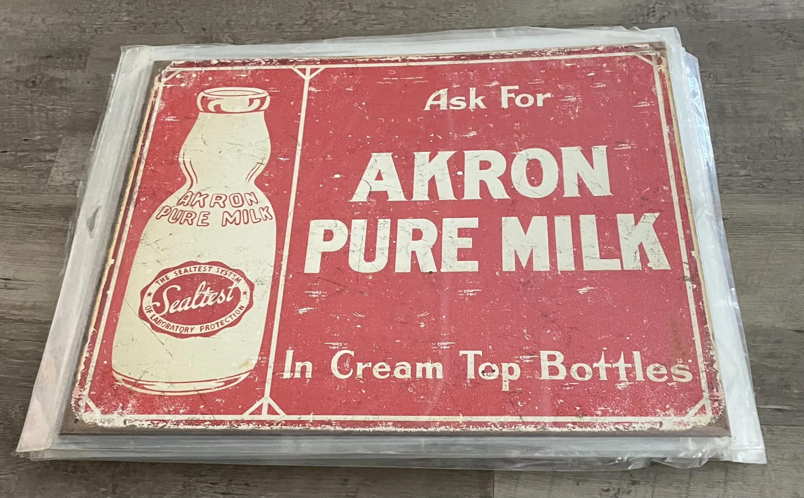 Ask For Akron Pure Milk-In Cream Top Bottles - Tin Signs Metal Sign