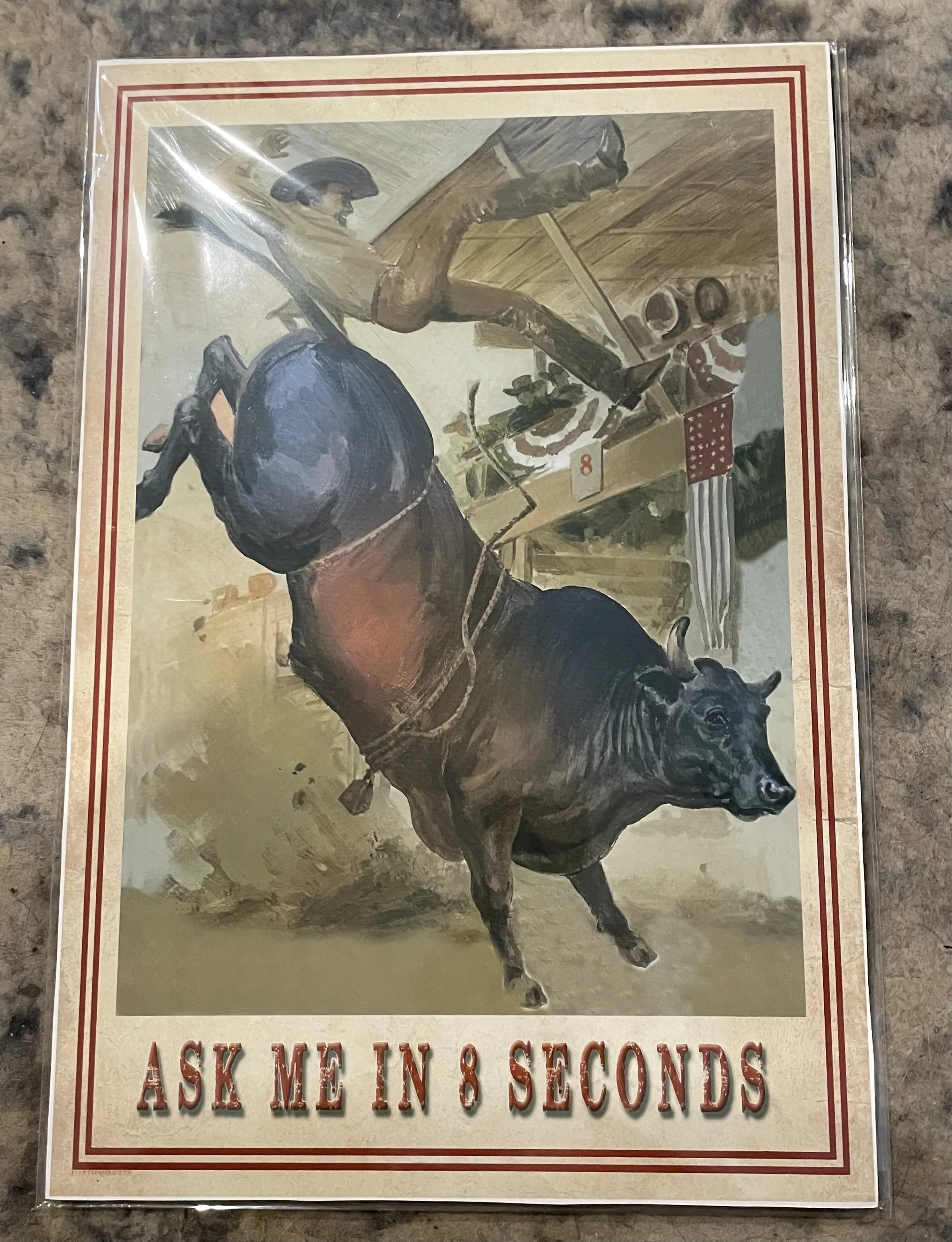 Ask Me In 8 Seconds (Small) - Rodeo Posters Metal Sign