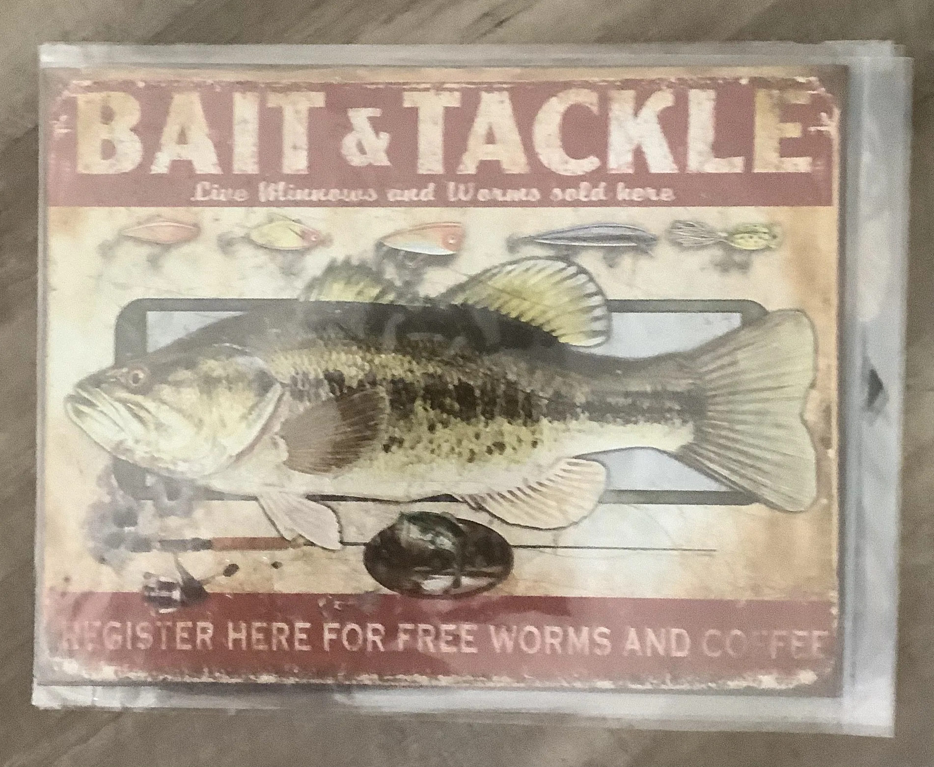 Bait & Tackle-Register Here For Free Worms And Coffee - Tin Signs Metal Sign