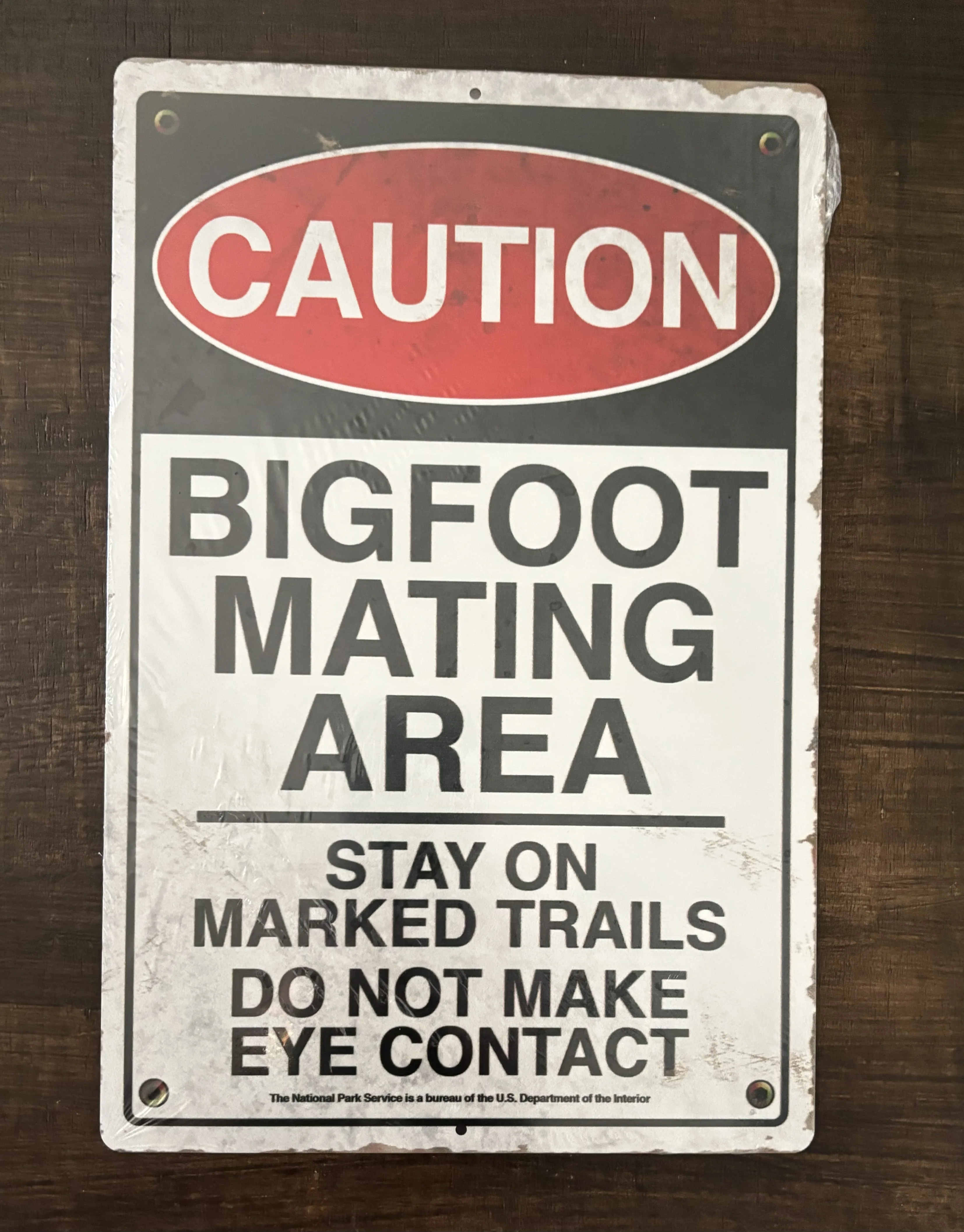 Bigfoot-Caution Mating Area - Bigfoot Metal Sign
