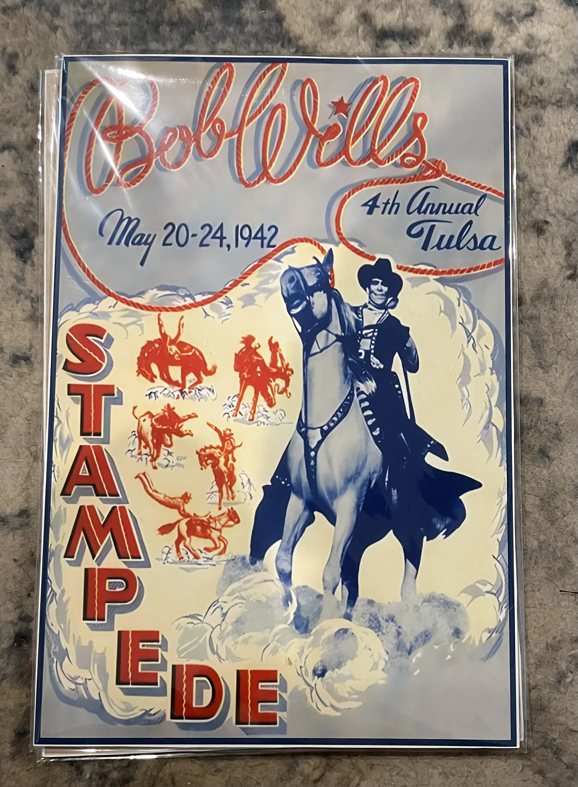 Bob Wells Stampede-4th Annual-Tulsa-May 20-24 1942 - Rodeo Posters Metal Sign