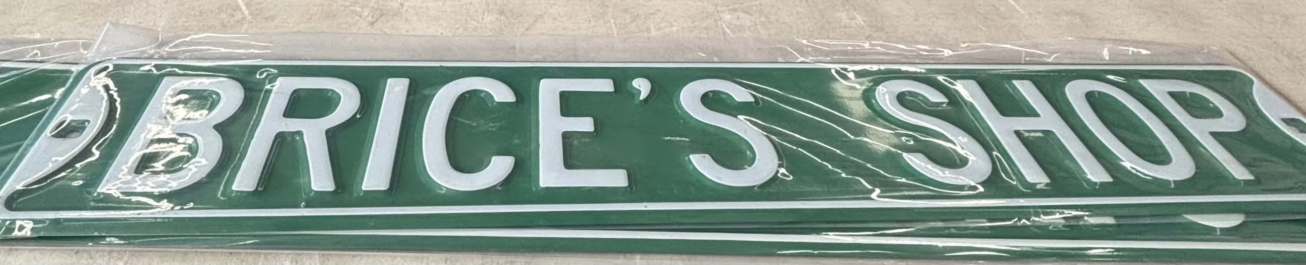 Brice's Shop - Street-Garage/Shop Metal Sign