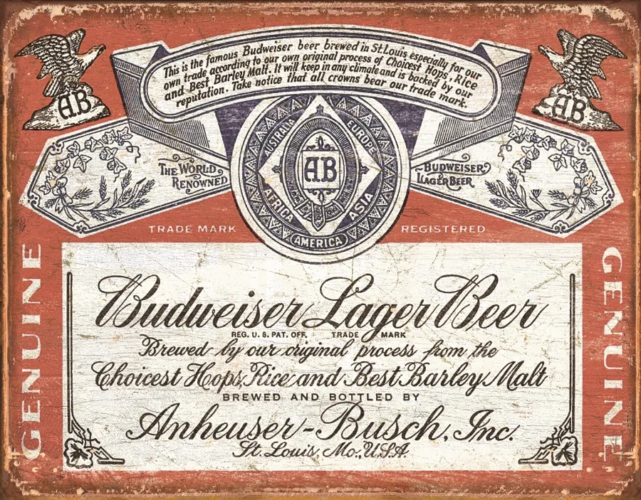 Budweiser Lager Beer Logo (Rustic) - Tin Signs Metal Sign