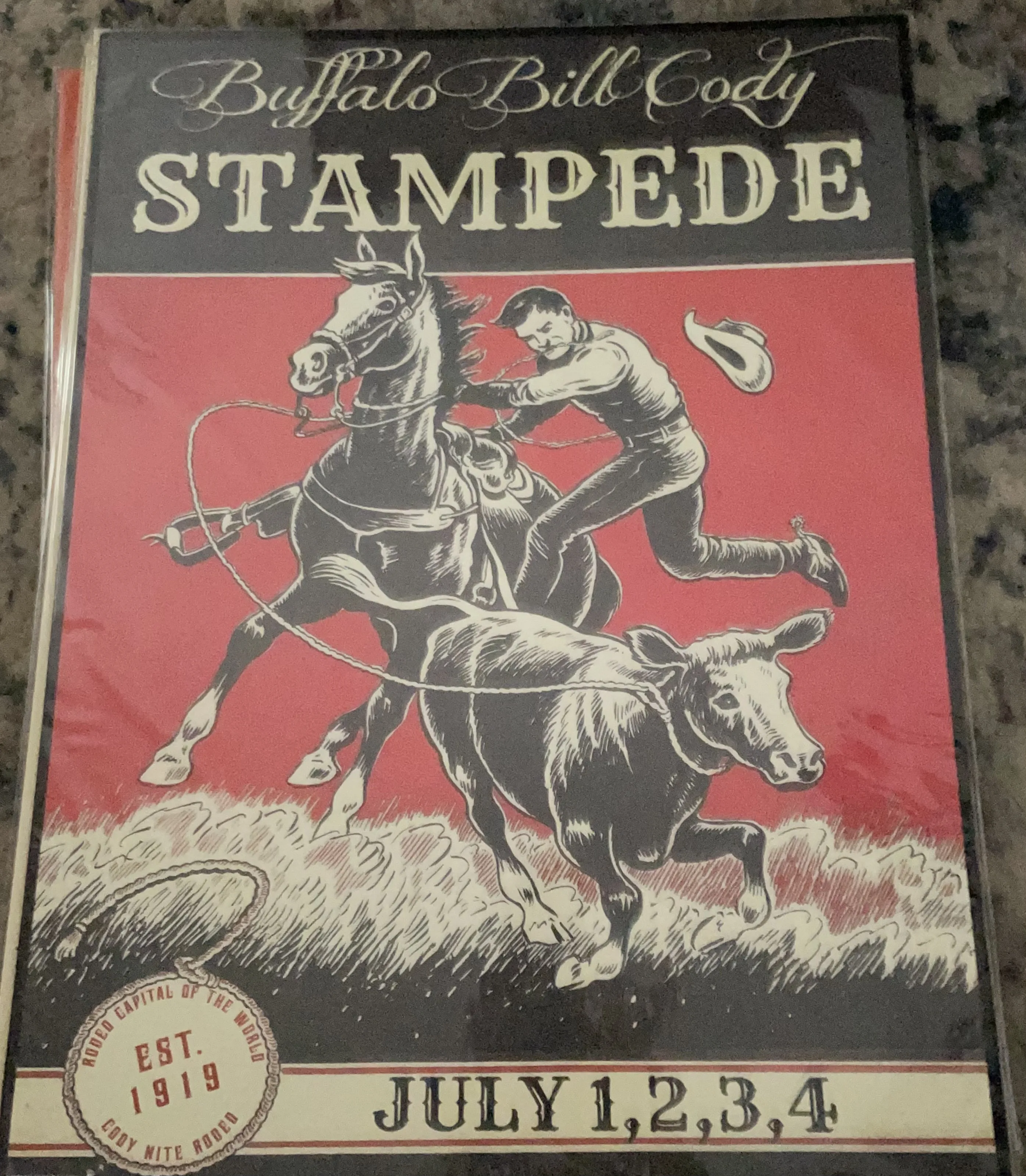 Buffalo Bill Cody Stampede-July 1,2,3,4-Est.1919 (Large) - Rodeo Posters Metal Sign