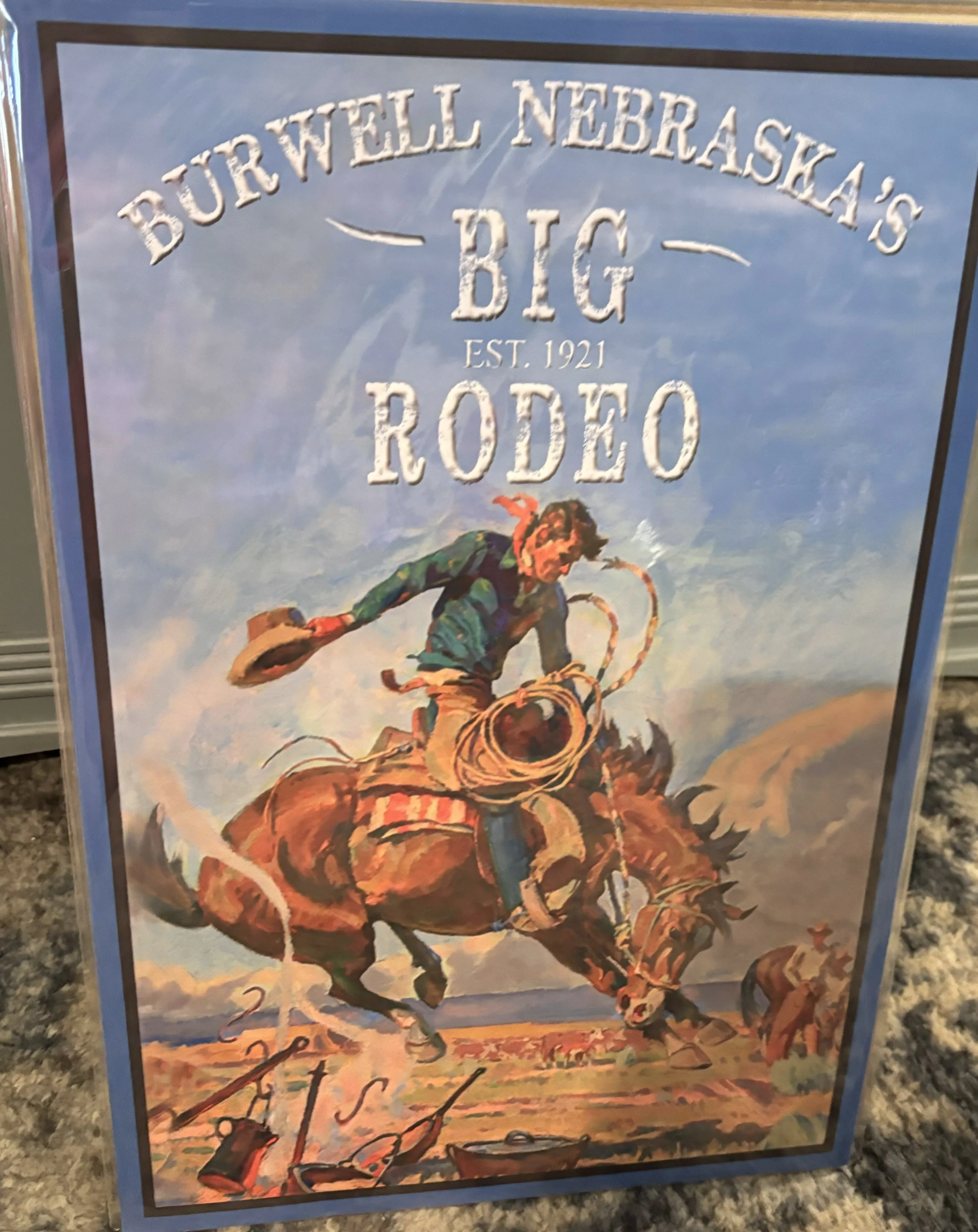 Burwell Nebraska's Big Rodeo-Est. 1921 (Small) - Rodeo Posters Metal Sign