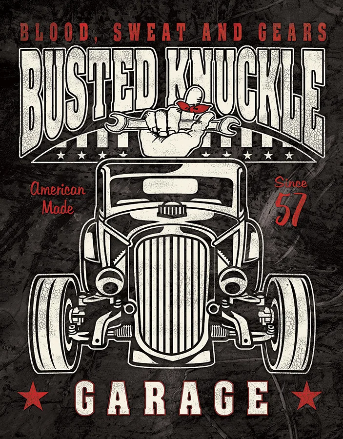 Busted Knuckle Garage-Blood Sweat And Gears - Tin Signs Metal Sign