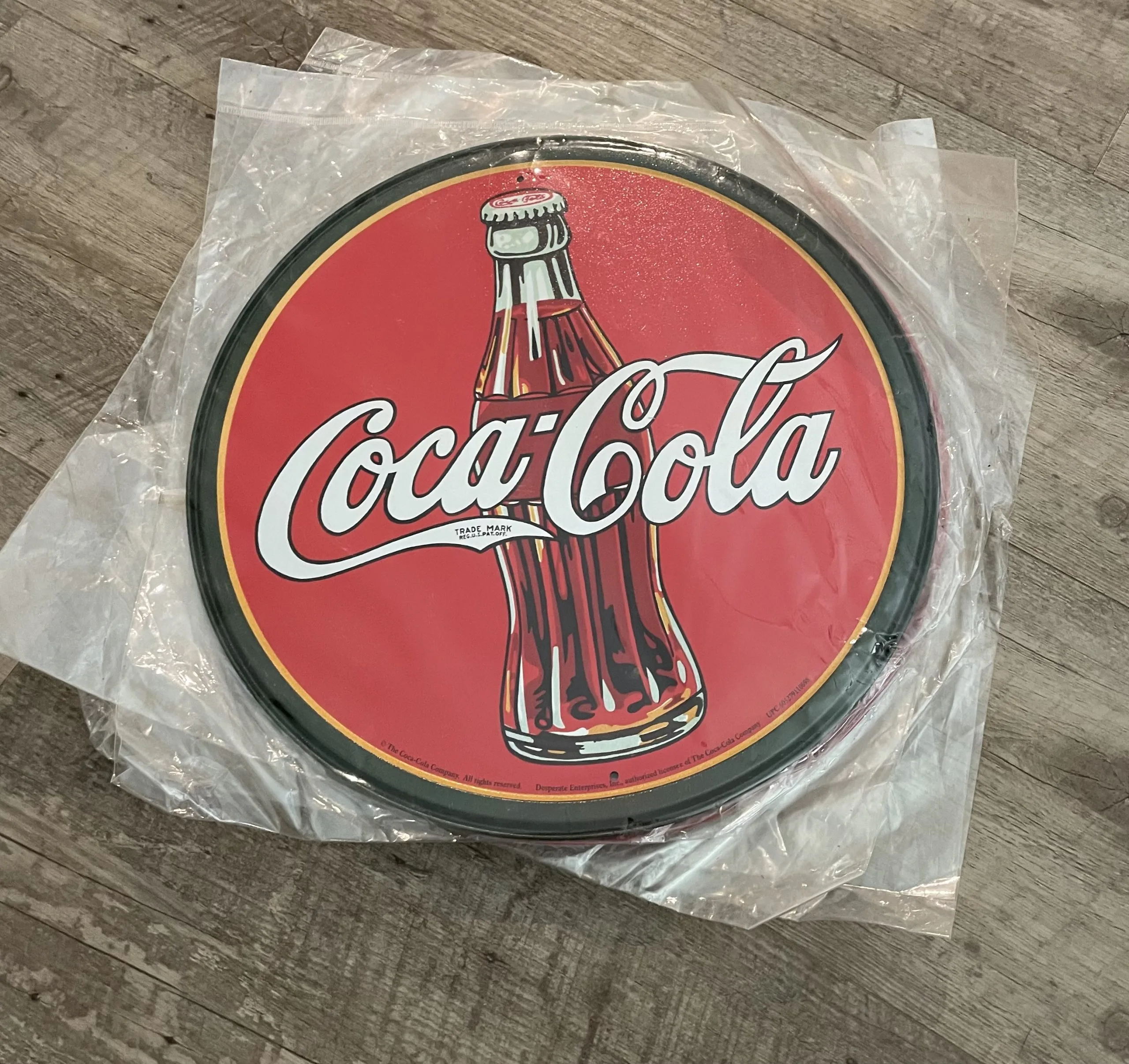 Coca-Cola Bottle & Logo (Round) - Coca Cola Metal Sign