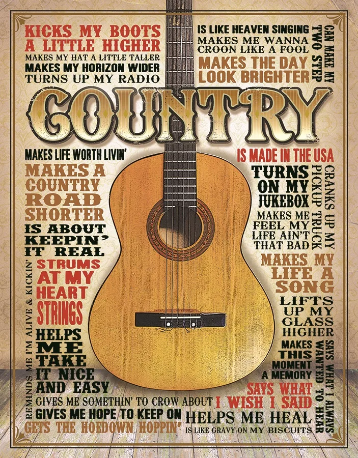 Country (With Guitar) - Tin Signs Metal Sign