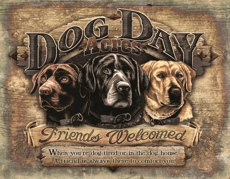 Dog Day Acres-Friends Welcomed - Tin Signs Metal Sign