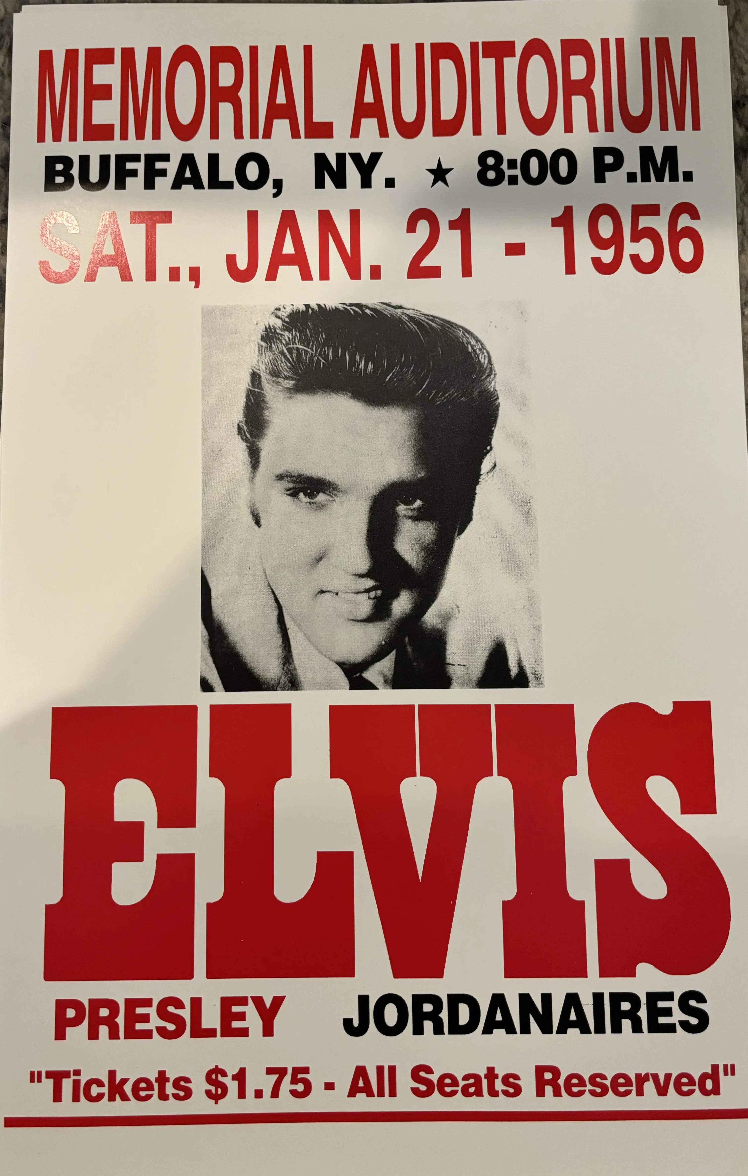 Elvis-Memorial Auditorium-Jan. 21-1956 - Concert Posters Metal Sign