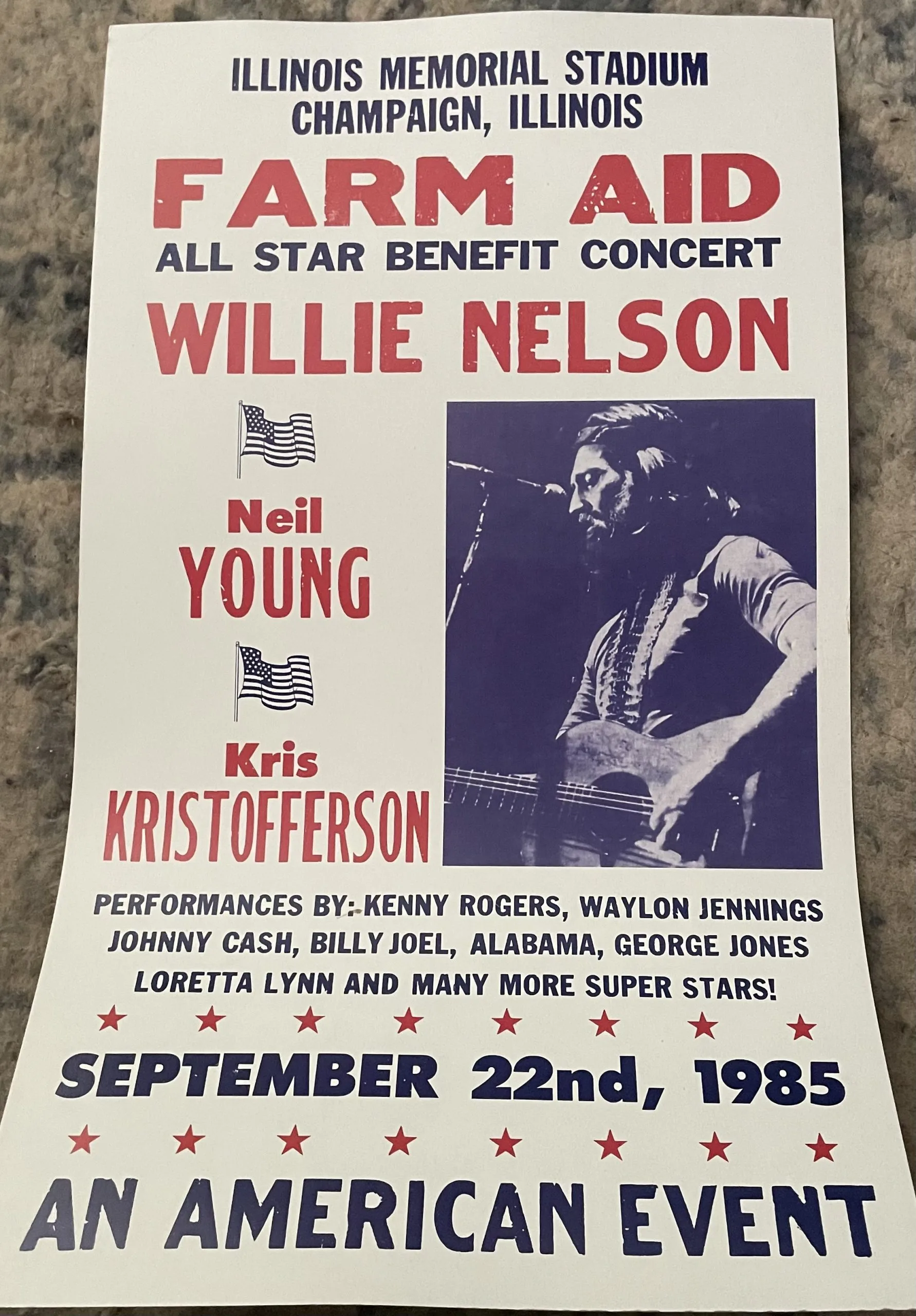 Farm Aid-Willie Nelson-All Star Benefit Concert-September 22nd, 1985 - Concert Posters Metal Sign