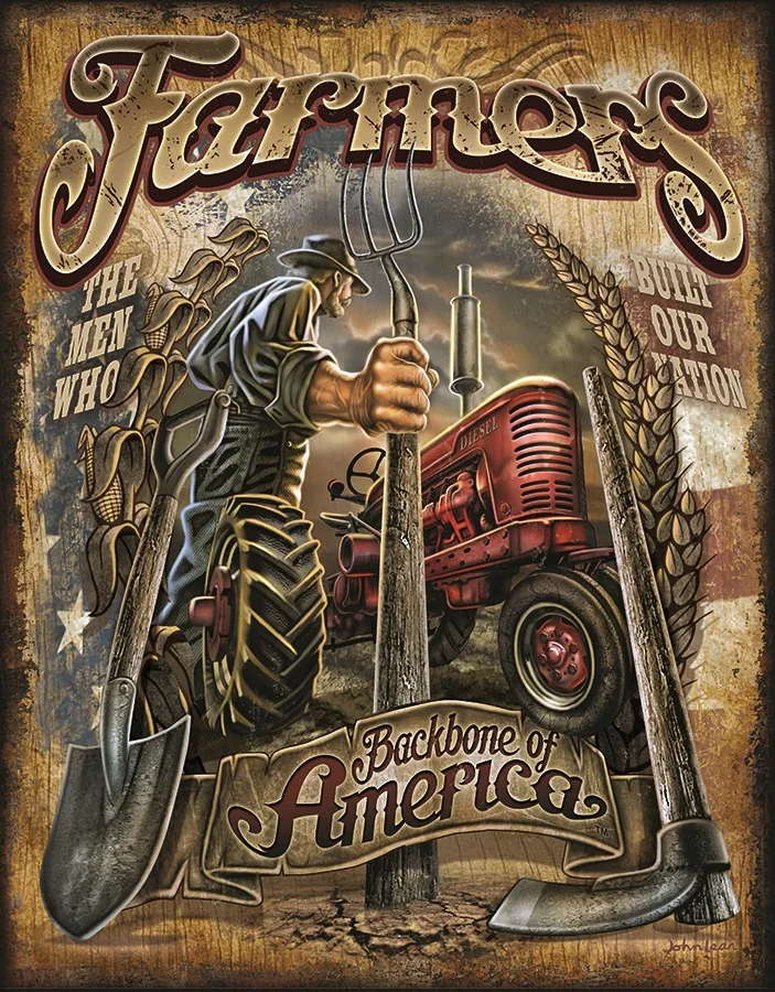 Farmers - Backbone Of America - Tin Signs Metal Sign