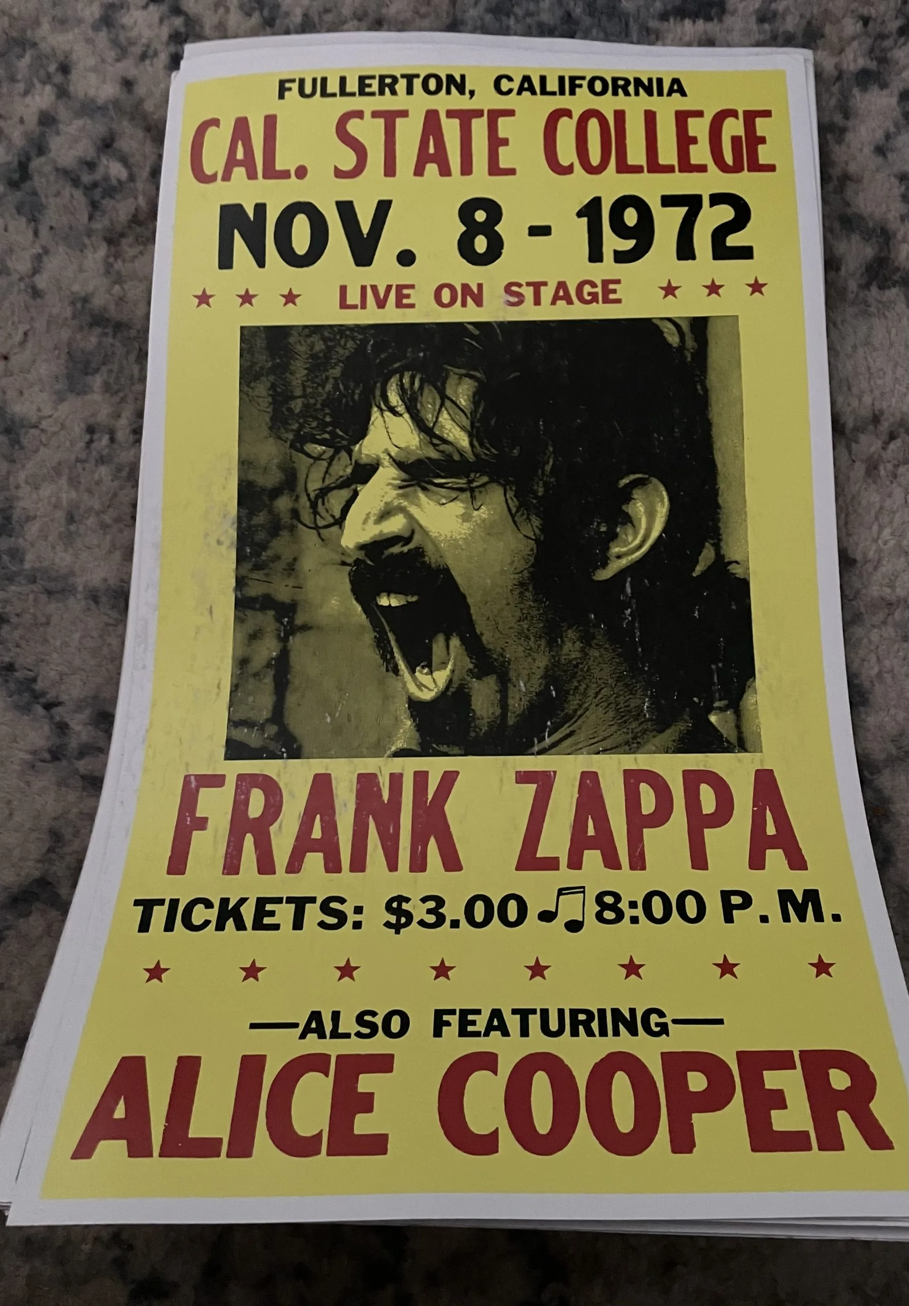 Frank Zappa & Alice Cooper-Cal State College - Concert Posters Metal Sign