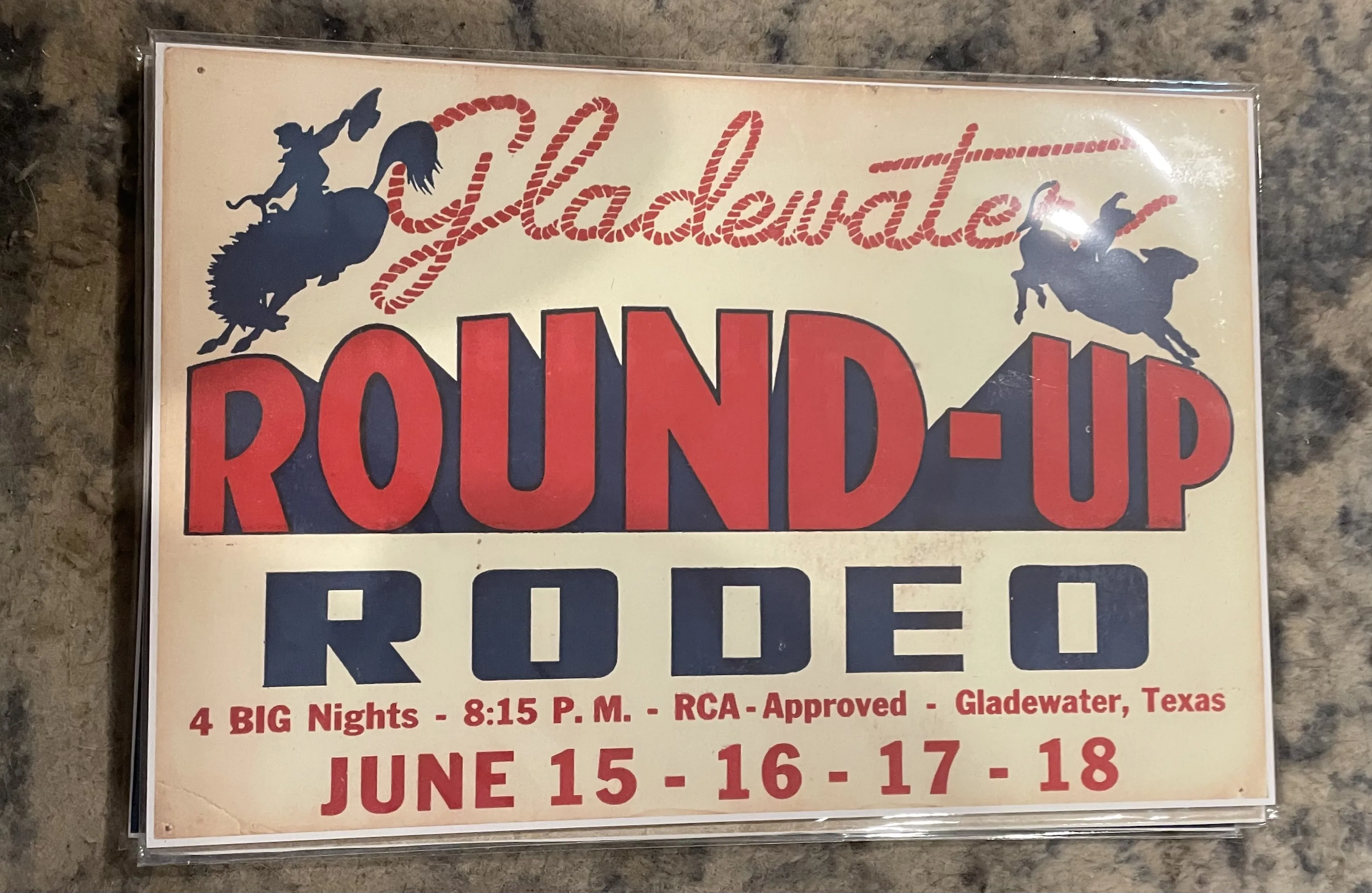 Gladewater Round-Up Rodeo-June 15-16-17-18-Gladewater, Texas (Small) - Rodeo Posters Metal Sign