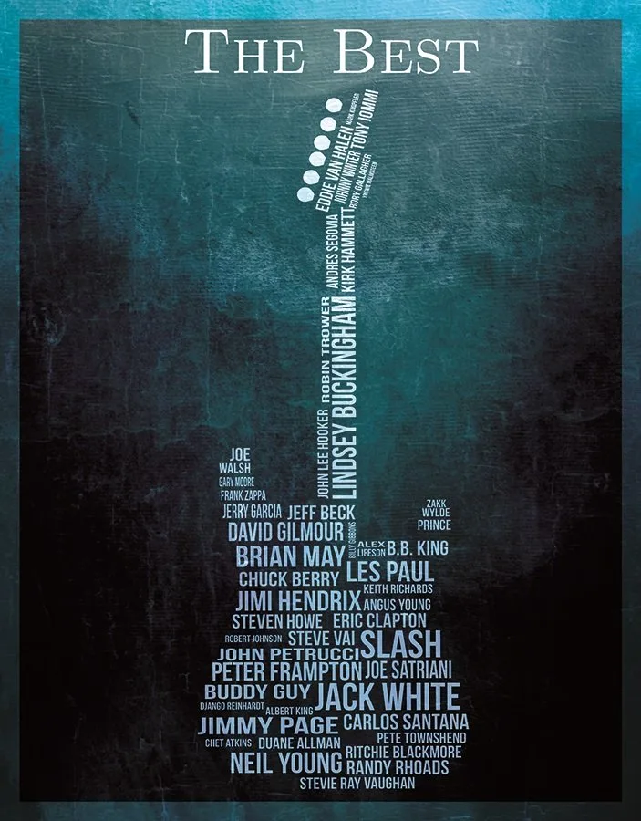 (Guitar) Shape With Artist's Inside - Tin Signs Metal Sign