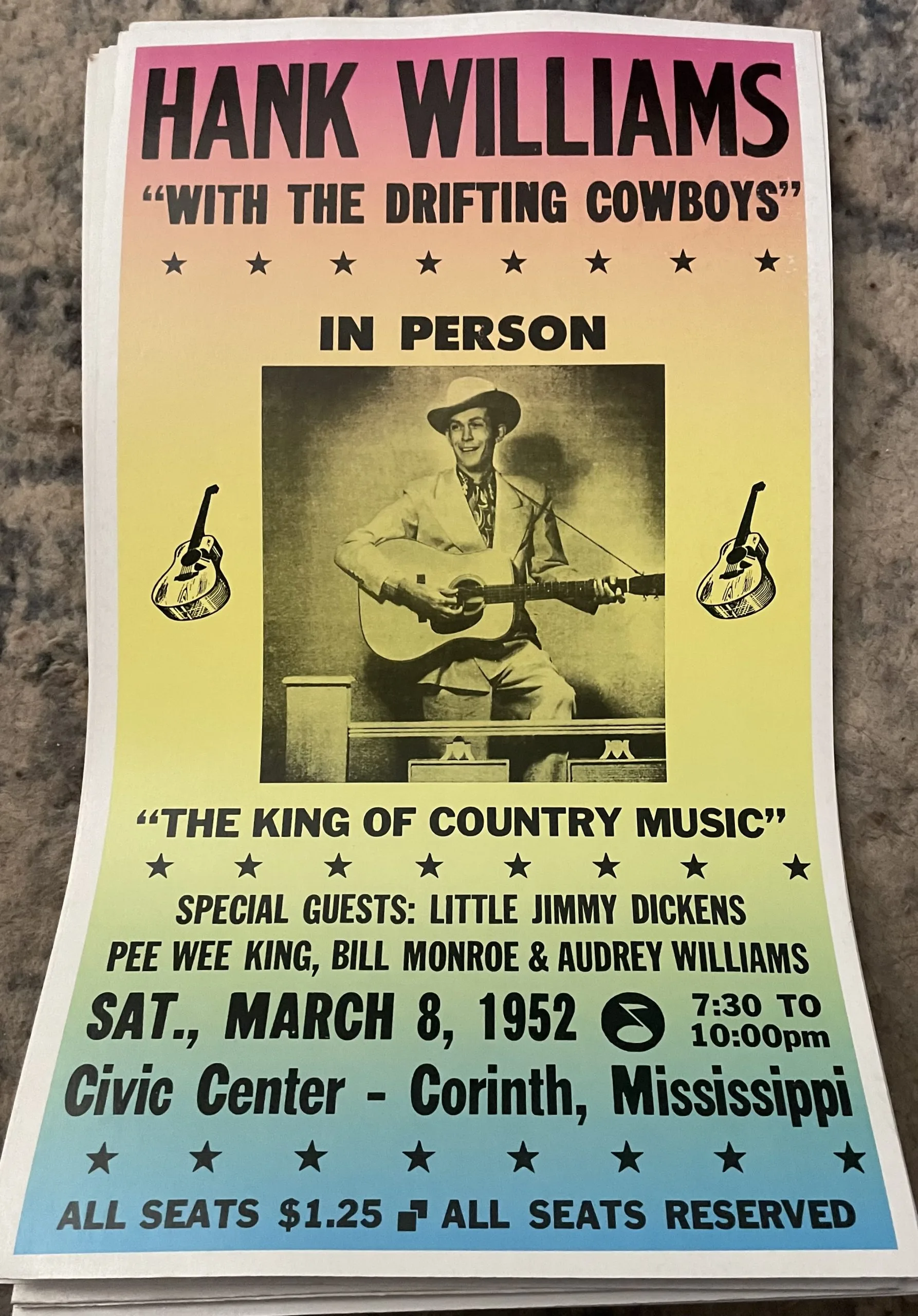 Hank Williams-The King Of Country Music-Sat. March 8, 1952 - Concert Posters Metal Sign