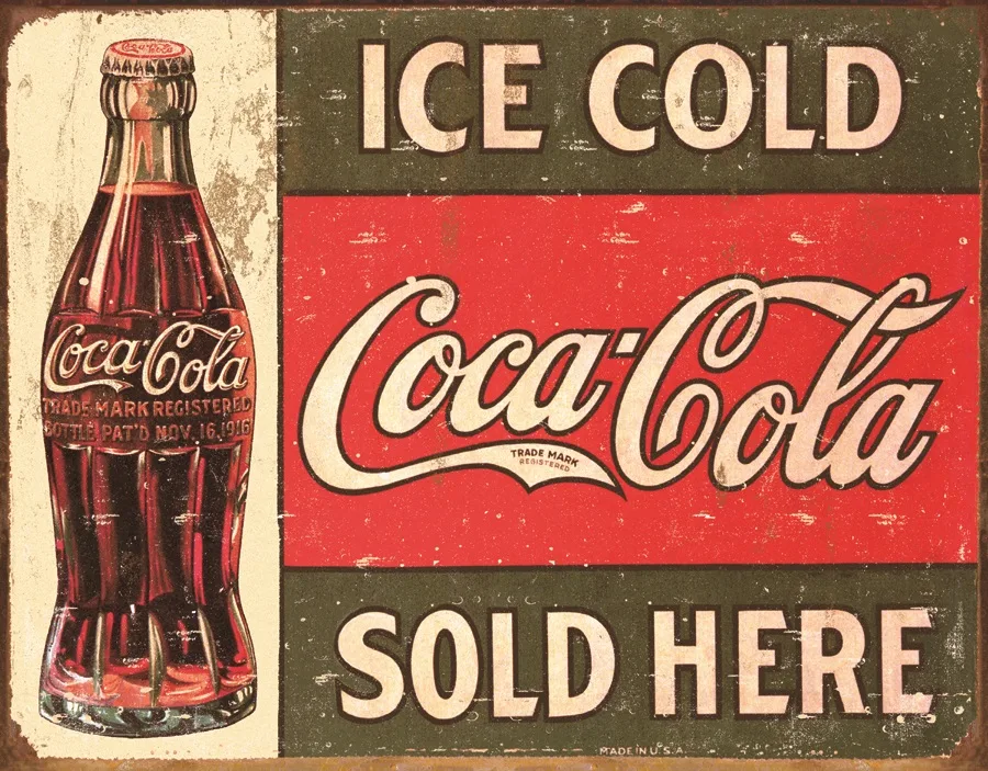 Ice Cold Coca Cola Sold Here (1916) - Tin Signs Metal Sign