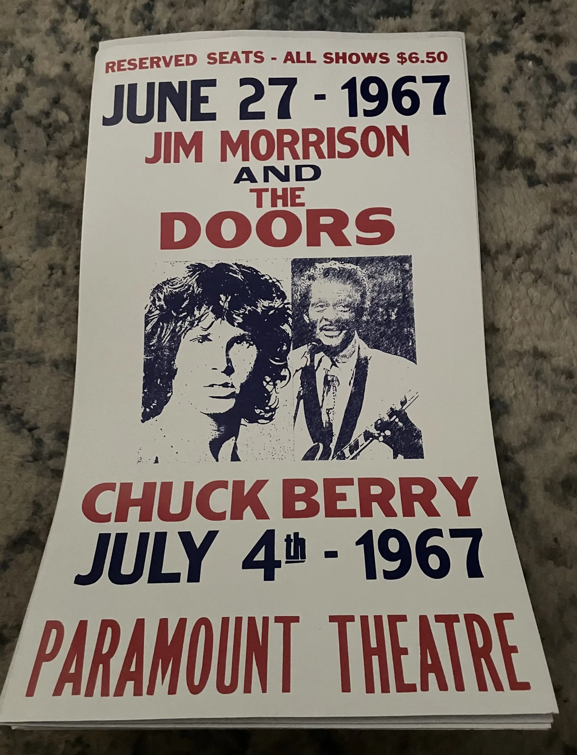 Jim Morrison And The Doors, Chuck Berry July 4th-1967 - Concert Posters Metal Sign