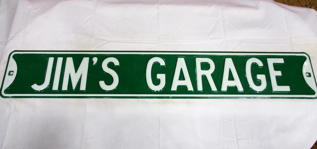 Jim's Garage - Street Signs Metal Sign