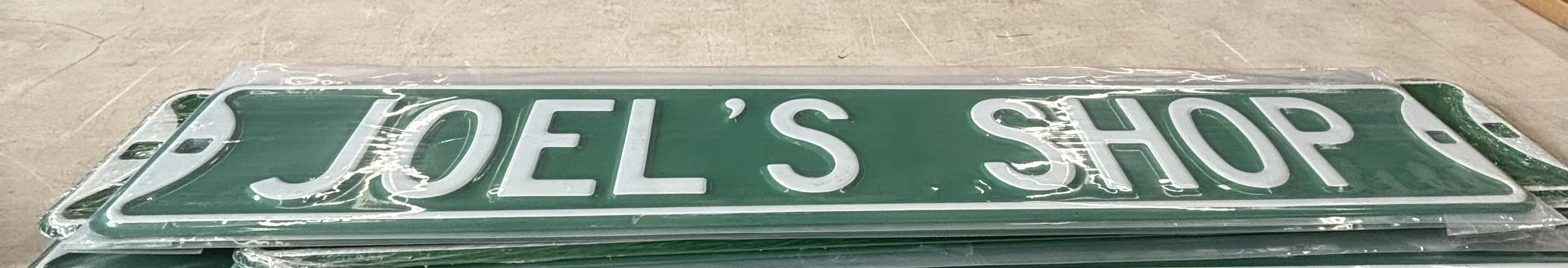 Joel's Shop - Street-Garage/Shop Metal Sign