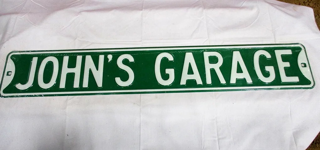 John's Garage - Man Cave - Backbone of America Metal Sign