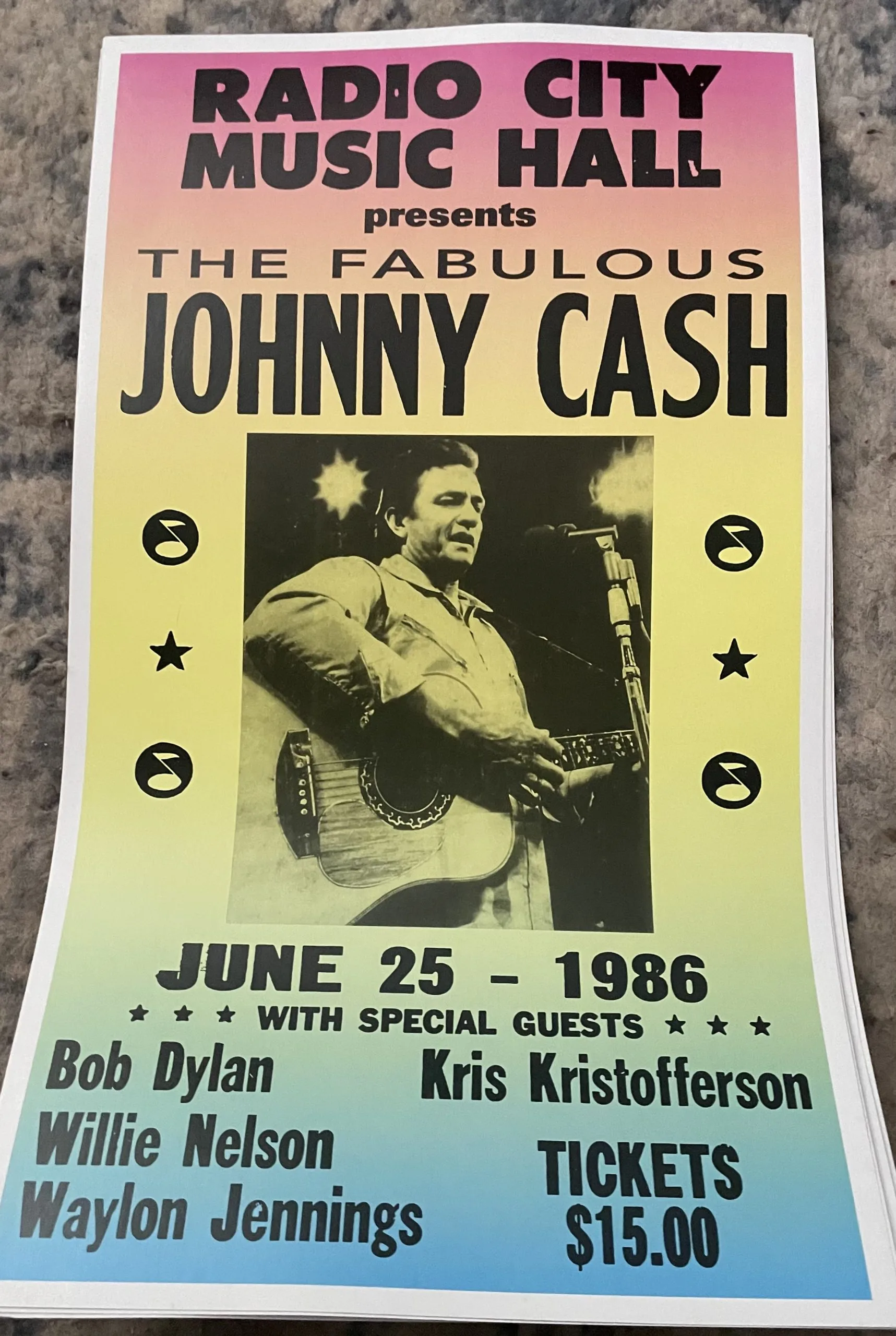 Johnny Cash-Radio City Music Hall-June 25-1986 - Concert Posters Metal Sign