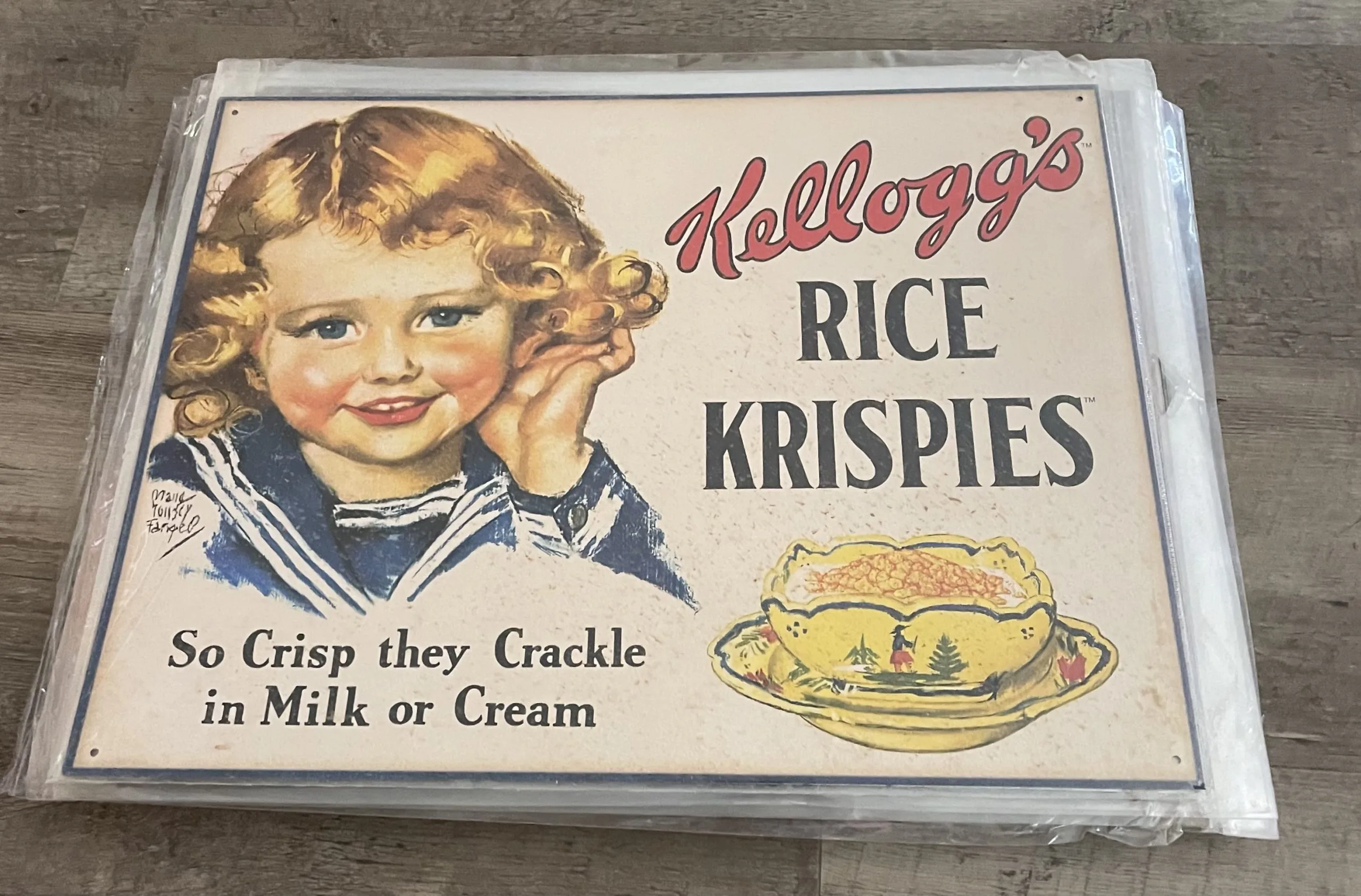 Kellogg's Rice Krispies-So Crisp They Crackle In Milk Or Cream - Tin Signs Metal Sign
