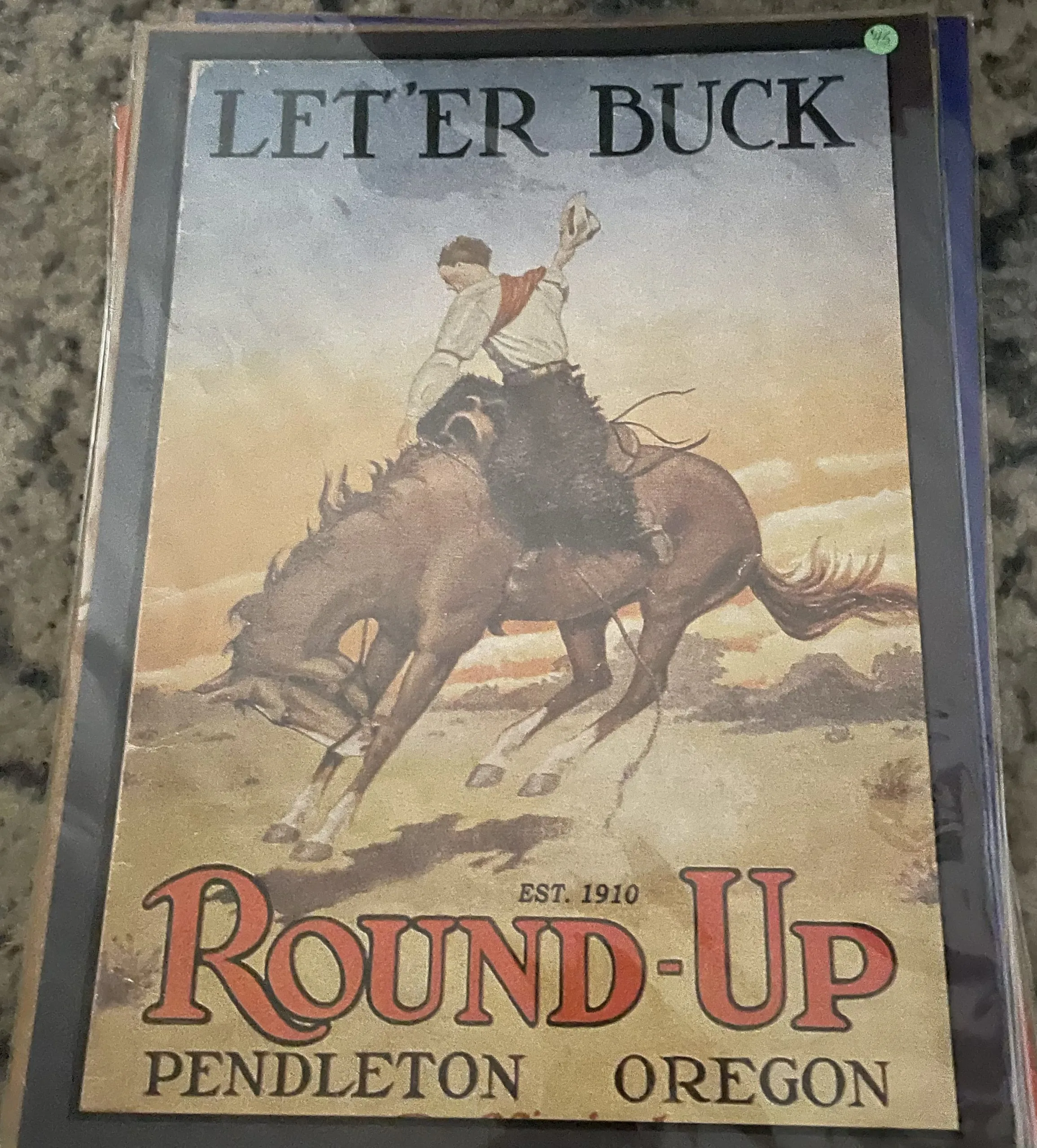 Let'Er Buck Round-Up-Pendleton Oregon (Large) - Rodeo Posters Metal Sign