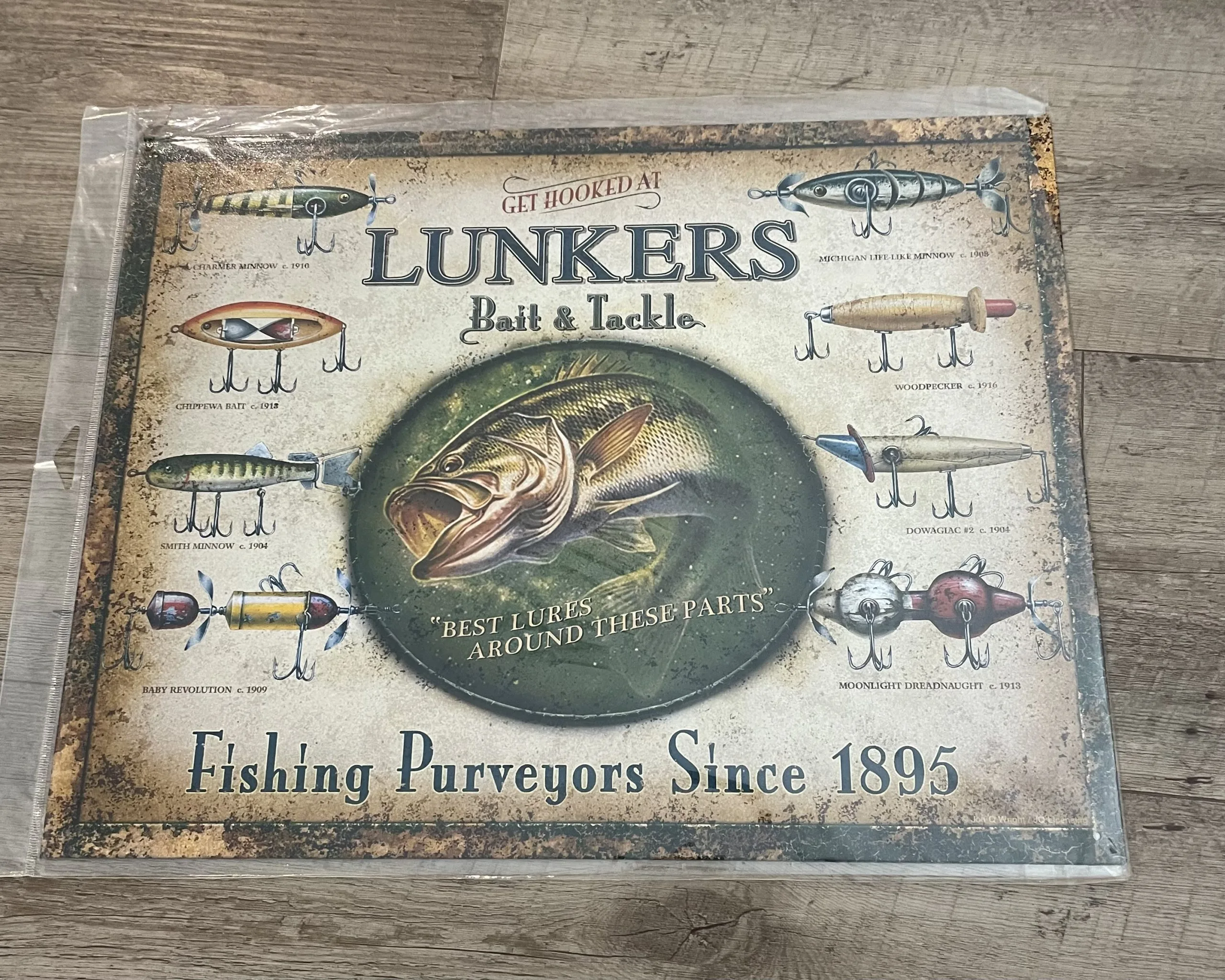 Lunker's Bait & Tackle-Fishing Purveyors Since 1895 - Tin Signs Metal Sign