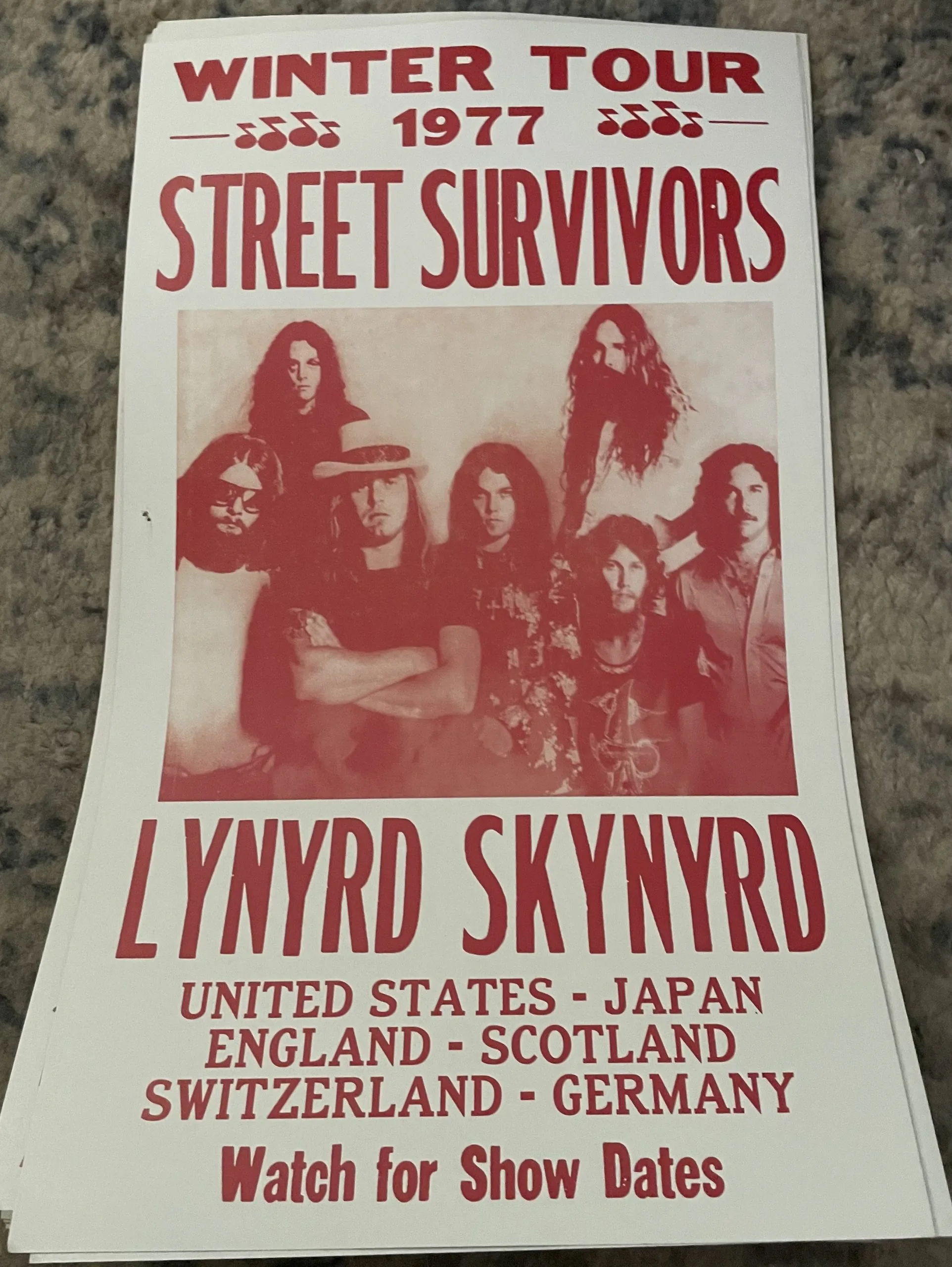 Lynyrd Skynyrd-Winter Tour-1977 - Concert Posters Metal Sign