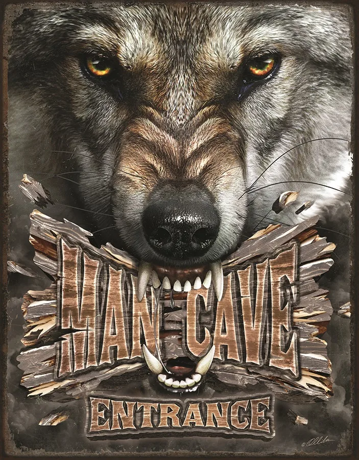 Mancave Entrance (Wolf) - Tin Signs Metal Sign