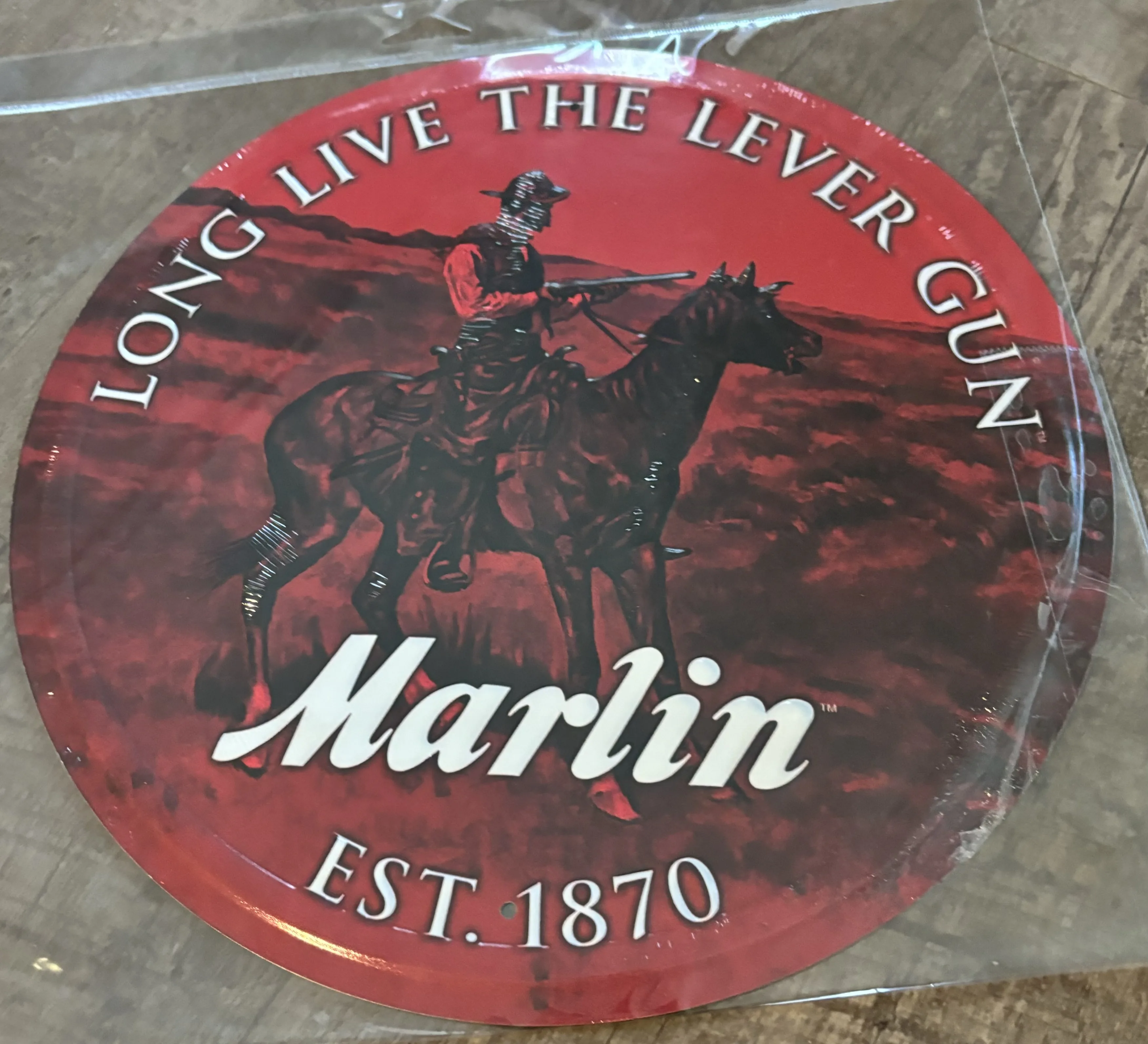 Marlin-Long Live The Lever Gun (Round) - Guns Metal Sign