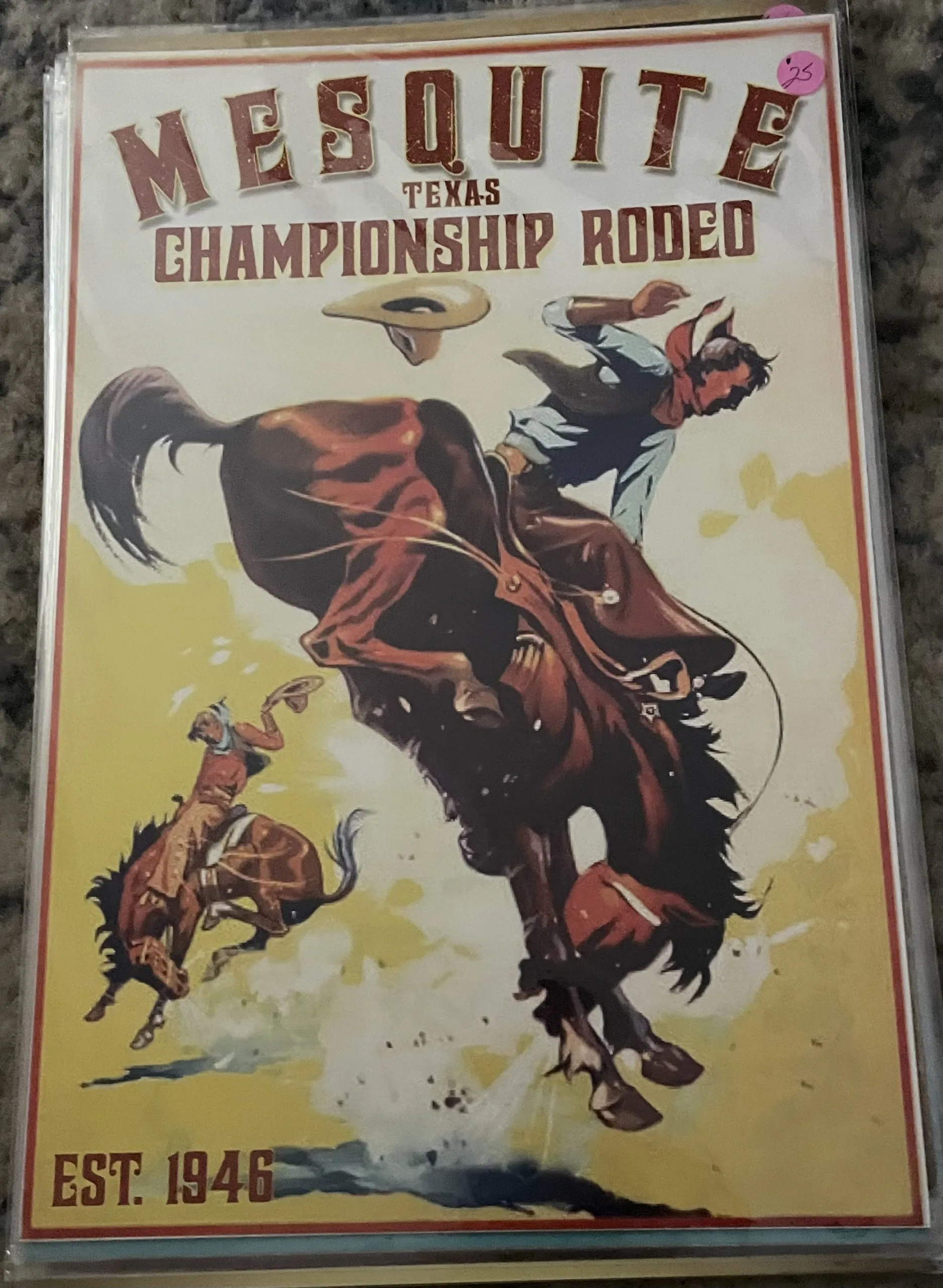 Mesquite Texas-Championship Rodeo-Est. 1946 (Small) - Rodeo Posters Metal Sign