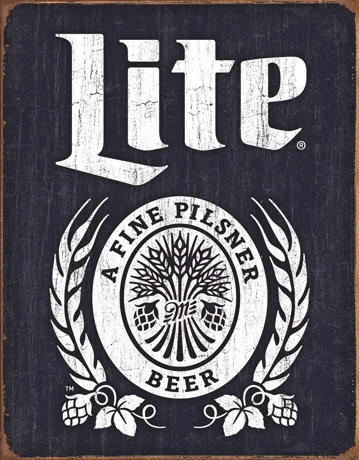 Miller Lite - A Fine Pilsner Beer (Dark Blue Background & White) - Tin Signs Metal Sign
