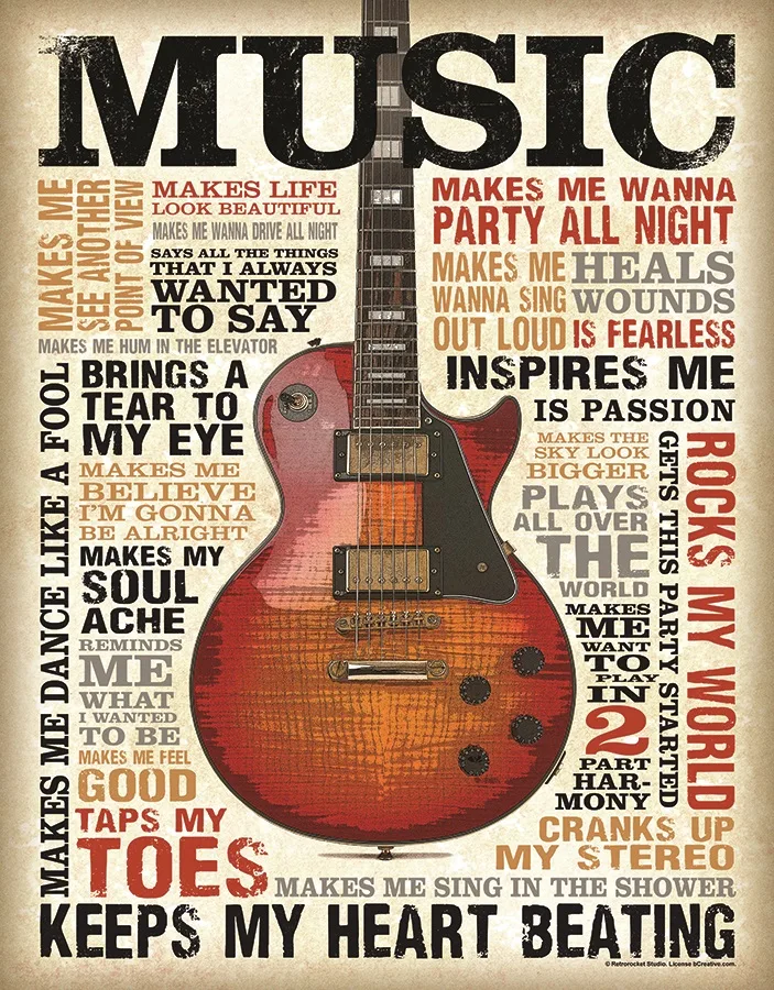 Music (Guitar) With Sayings - Tin Signs Metal Sign