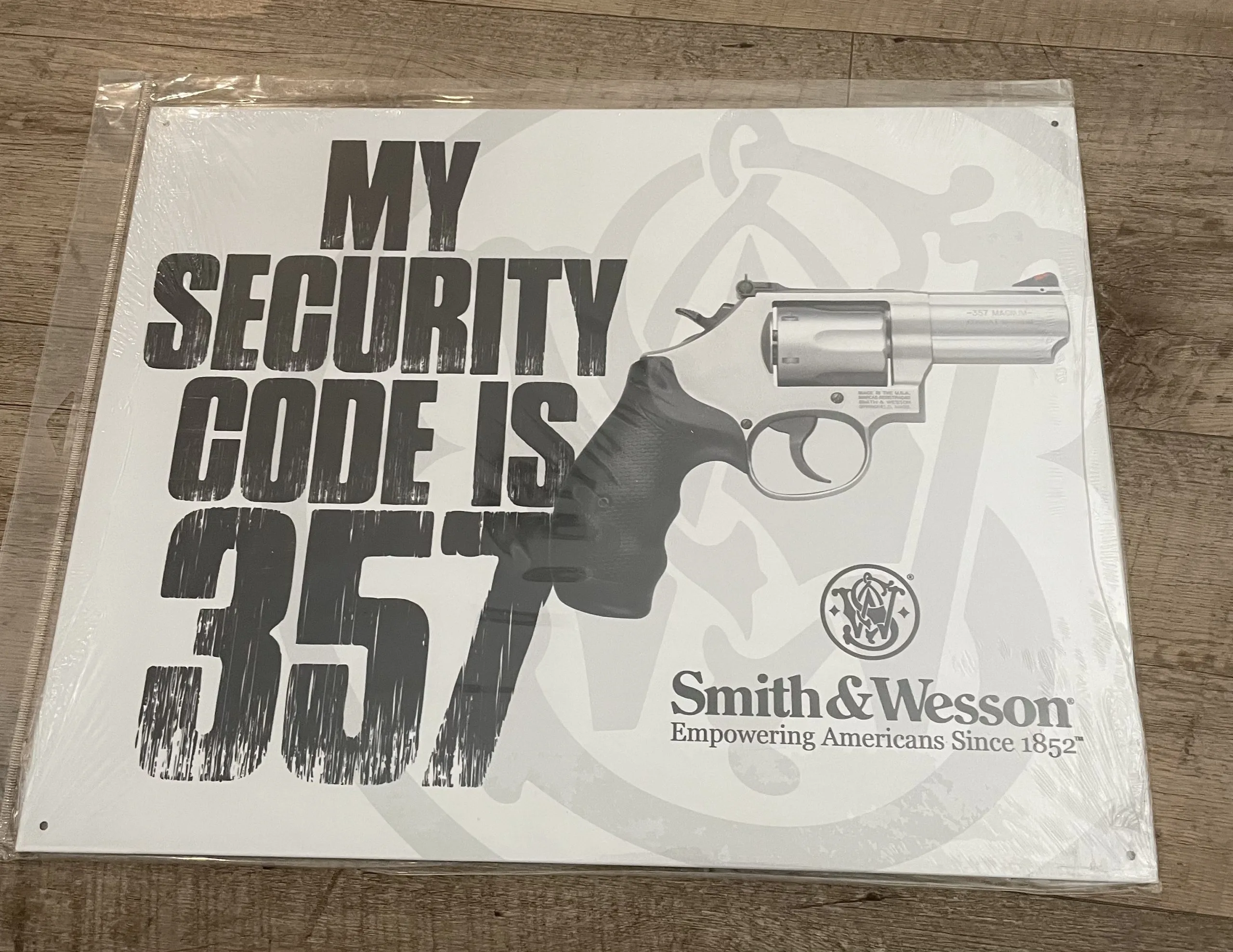 My Security Code Is 357 - Guns Metal Sign