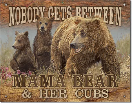 Nobody Gets Between Mama Bear & Her Cubs - Tin Signs Metal Sign