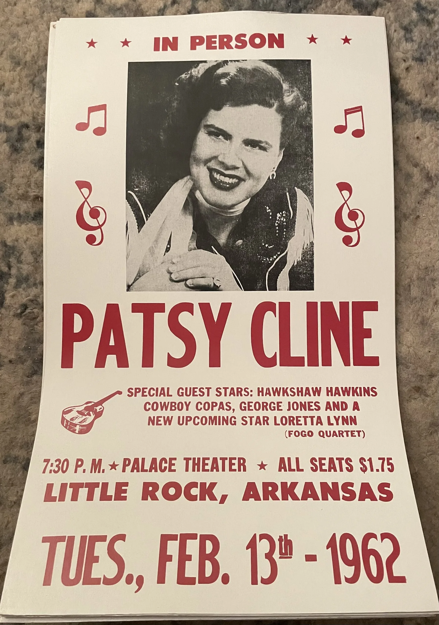 Patsy Cline-Palace Tues. Feb. 13th 1962 - Concert Posters Metal Sign