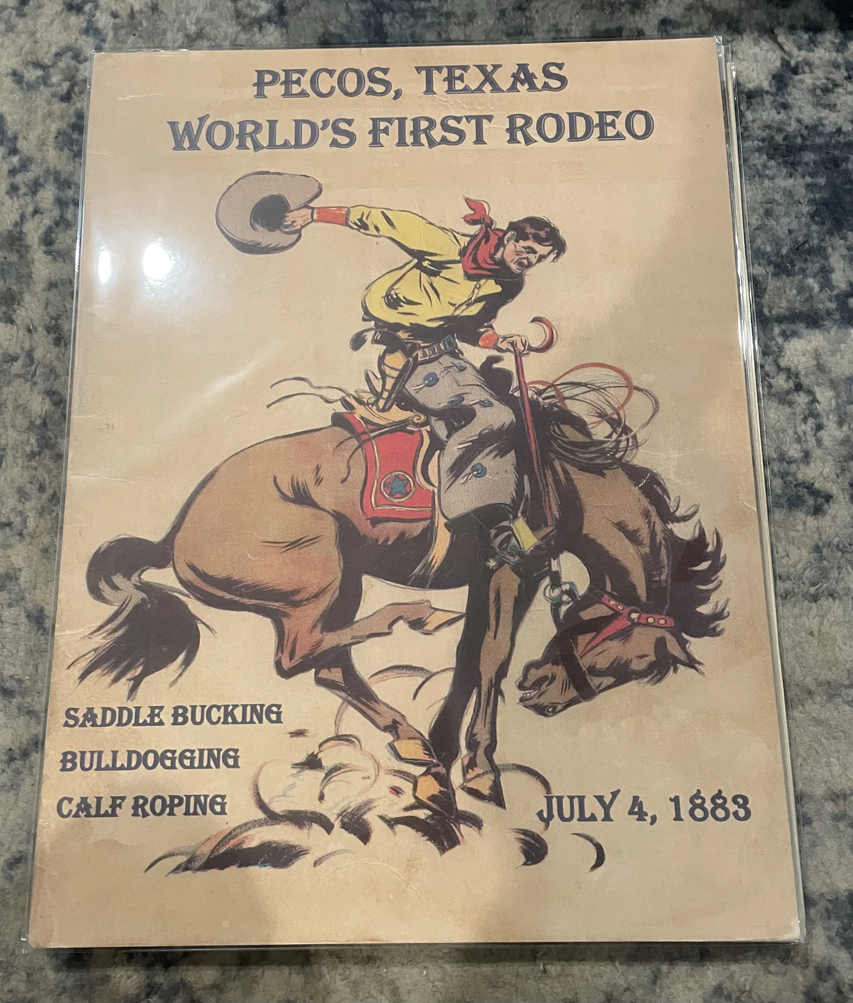Pecos, Texas-World's First Rodeo-July 4, 1883 (Large) - Rodeo Posters Metal Sign