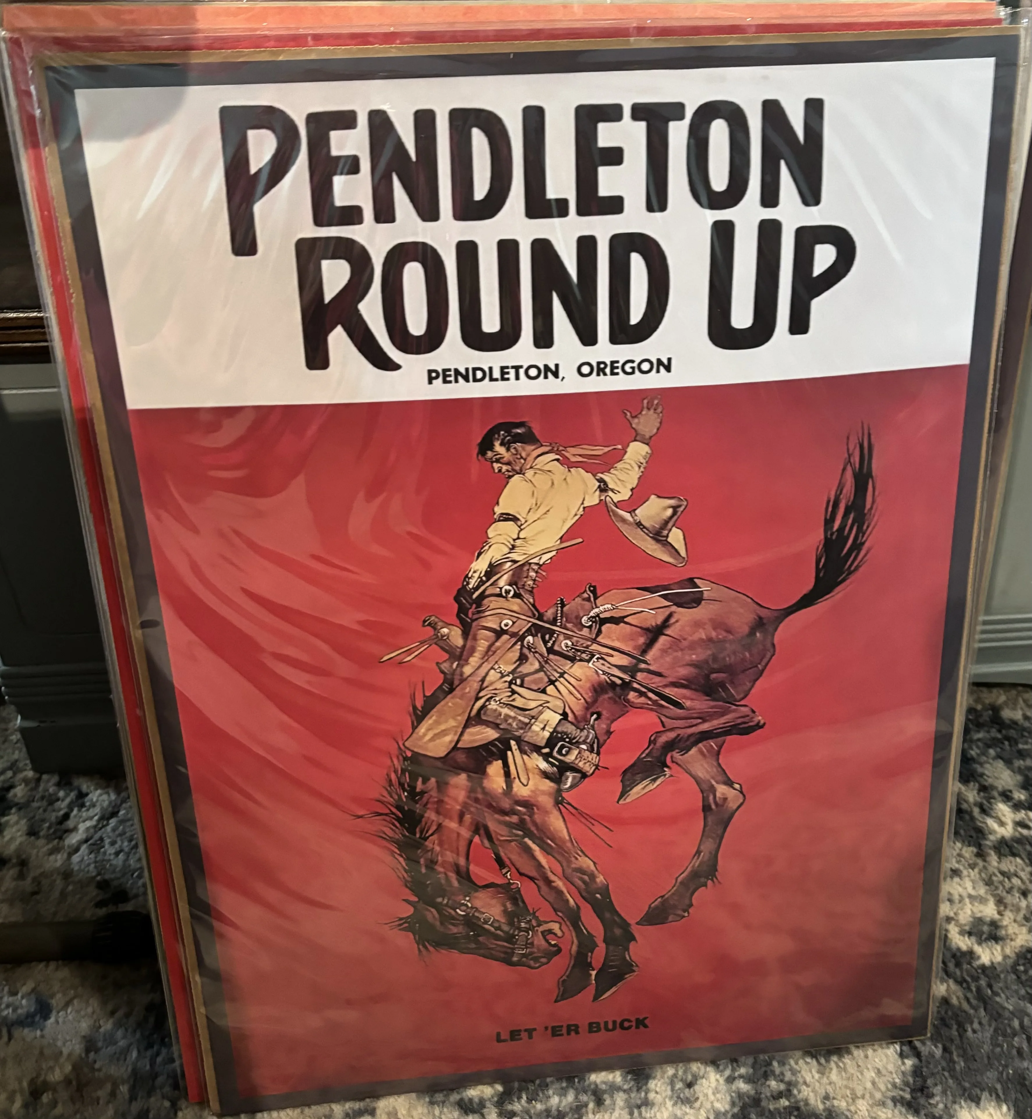 Pendleton Round Up-Pendleton, Oregon (Red)-(Large) - Rodeo Posters Metal Sign