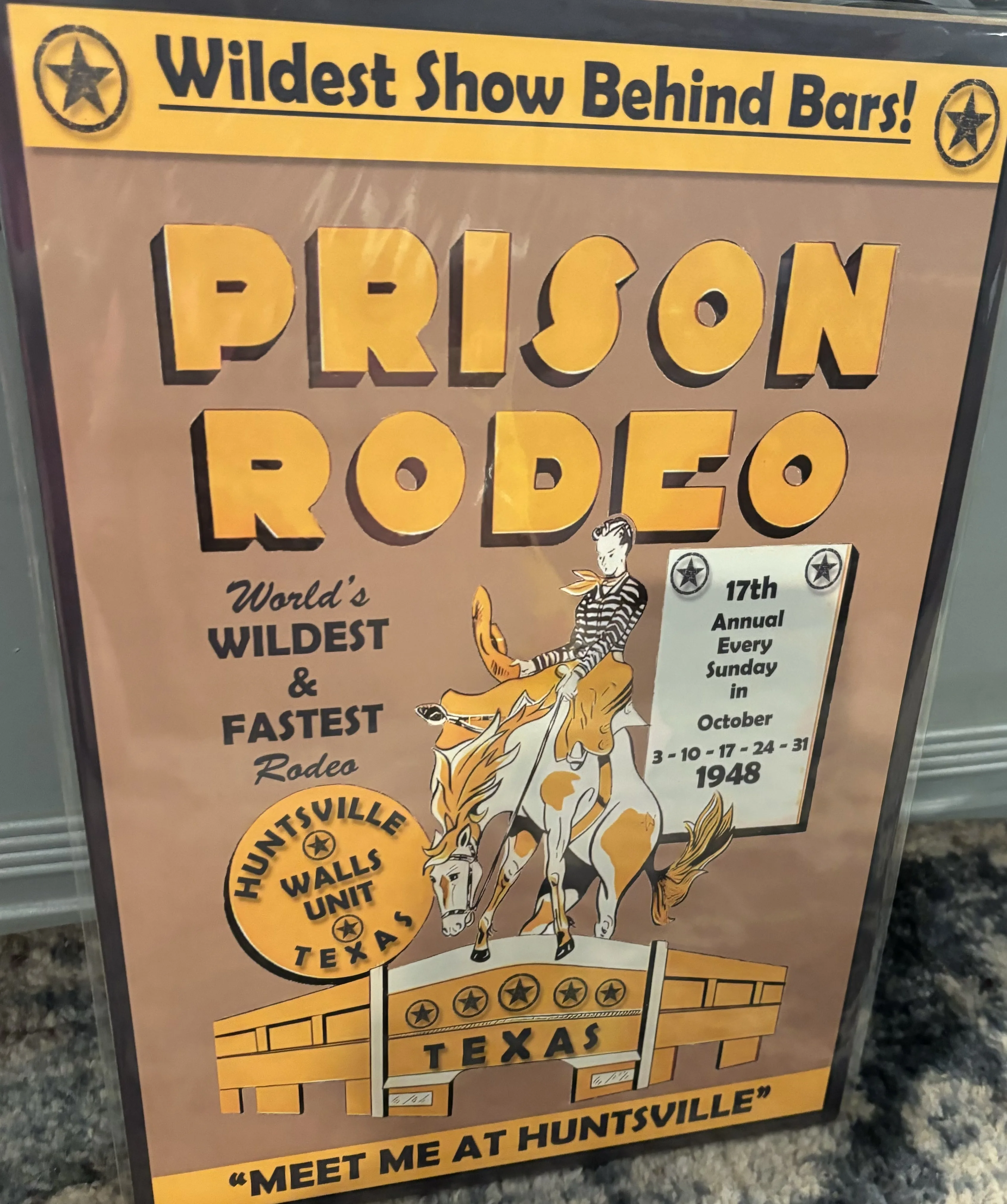 Prison Rodeo-Huntsville-Walls Unit-17th Annual Every Sunday In October-3-10-17-24-31 1948 (Small) - Rodeo Posters Metal Sign