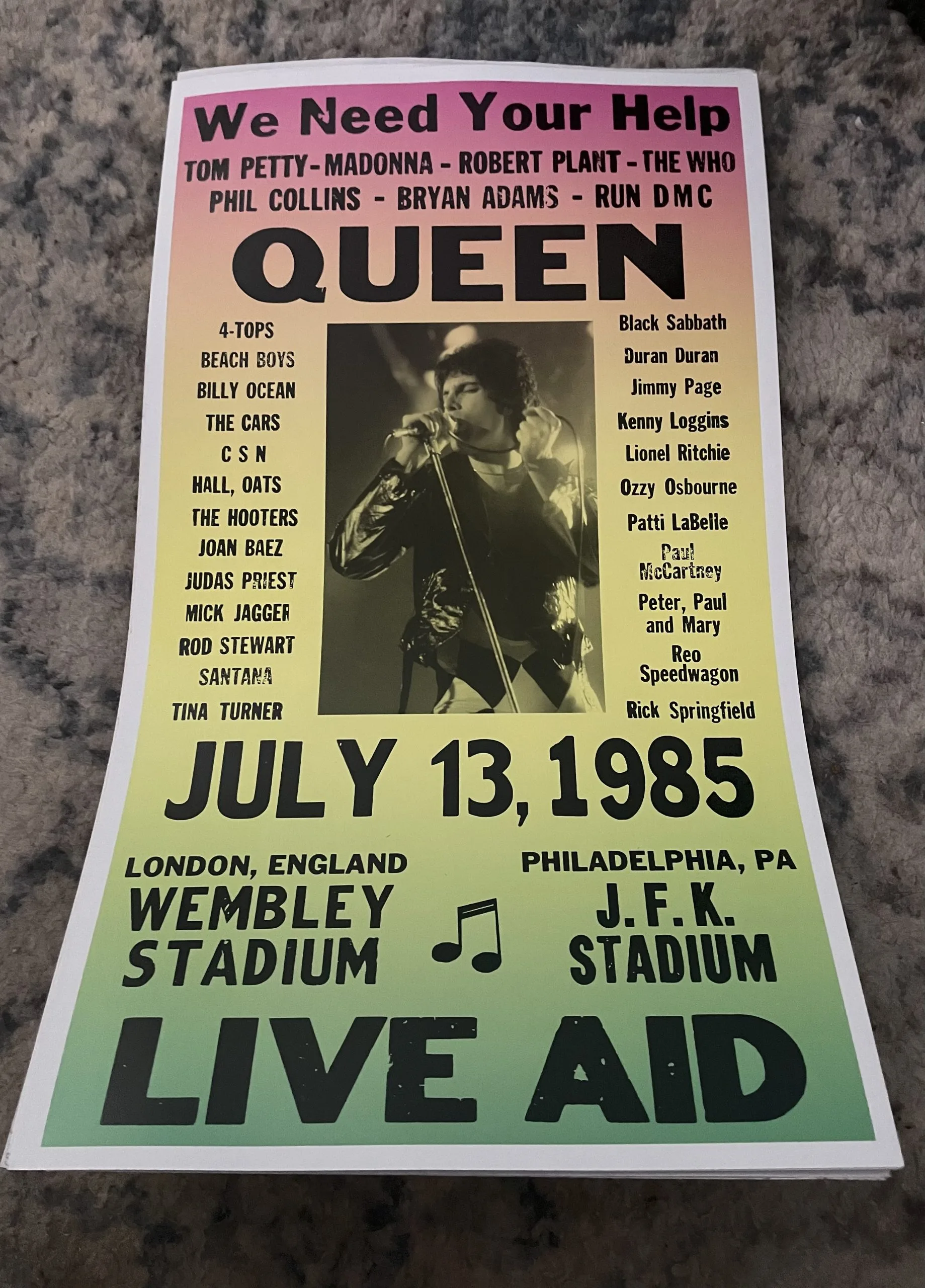 Queen-Live Aid-July 13, 1985 - Concert Posters Metal Sign
