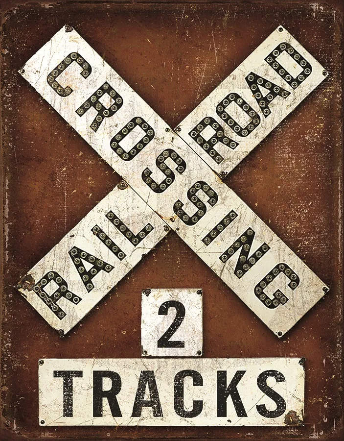 Railroad Crossing - 2 Tracks - Tin Signs Metal Sign