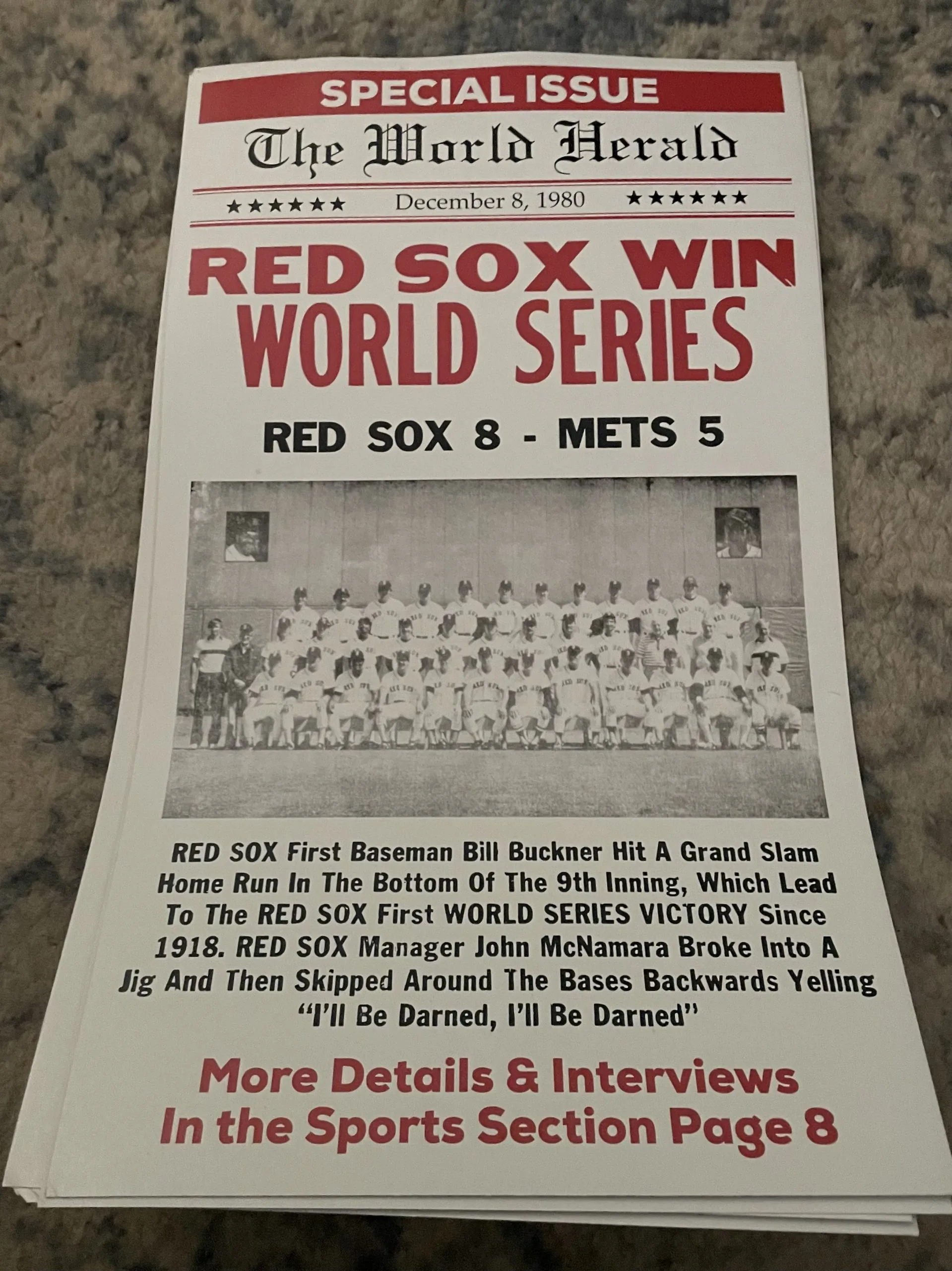 Red Sox Wins World Series-Red Sox 8 Mets 5 - Concert Posters Metal Sign